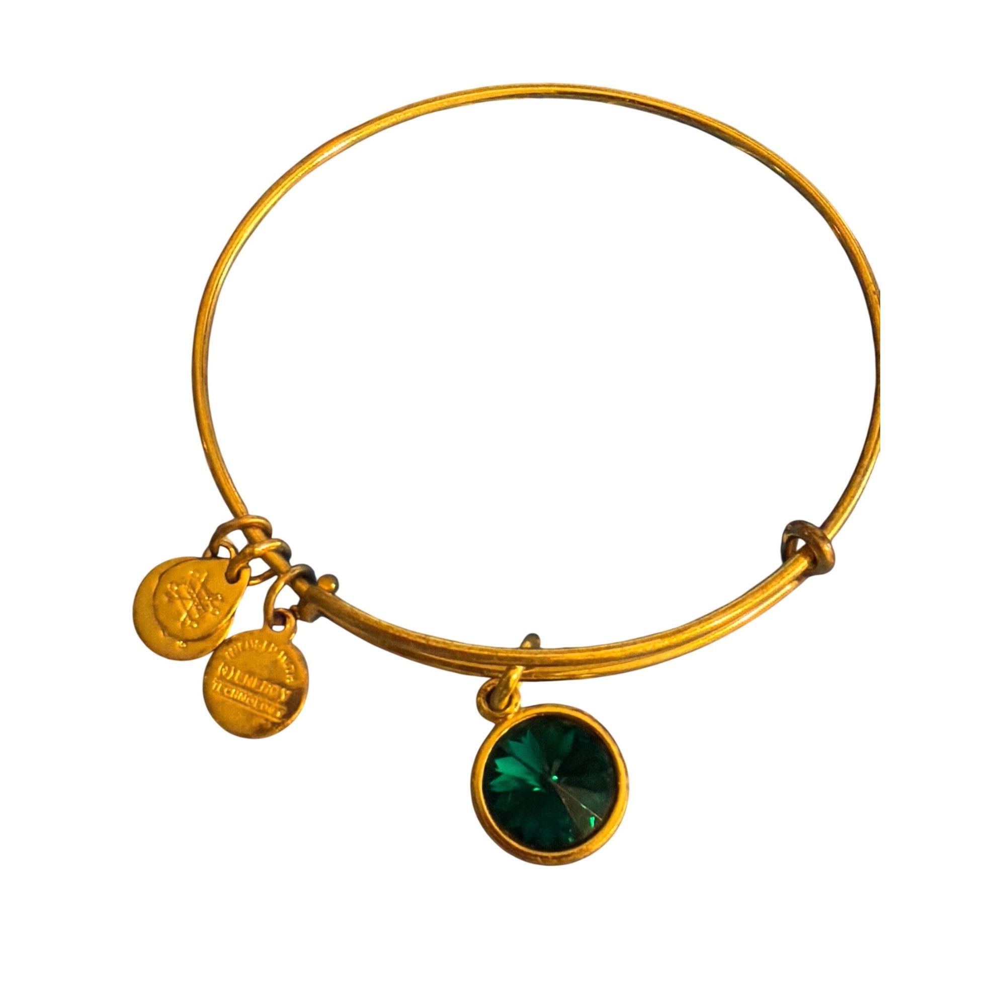 Other 2 Alex And Ani Gold Tone Crystal Charm Bangle Bracelets Gree Size ONE SIZE - 4 Thumbnail