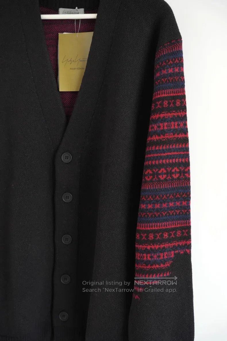 Yohji Yamamoto YOHJI YAMAMOTO Black and Red Striped Knit Cardigan Size US L / EU 52-54 / 3 - 4 Thumbnail