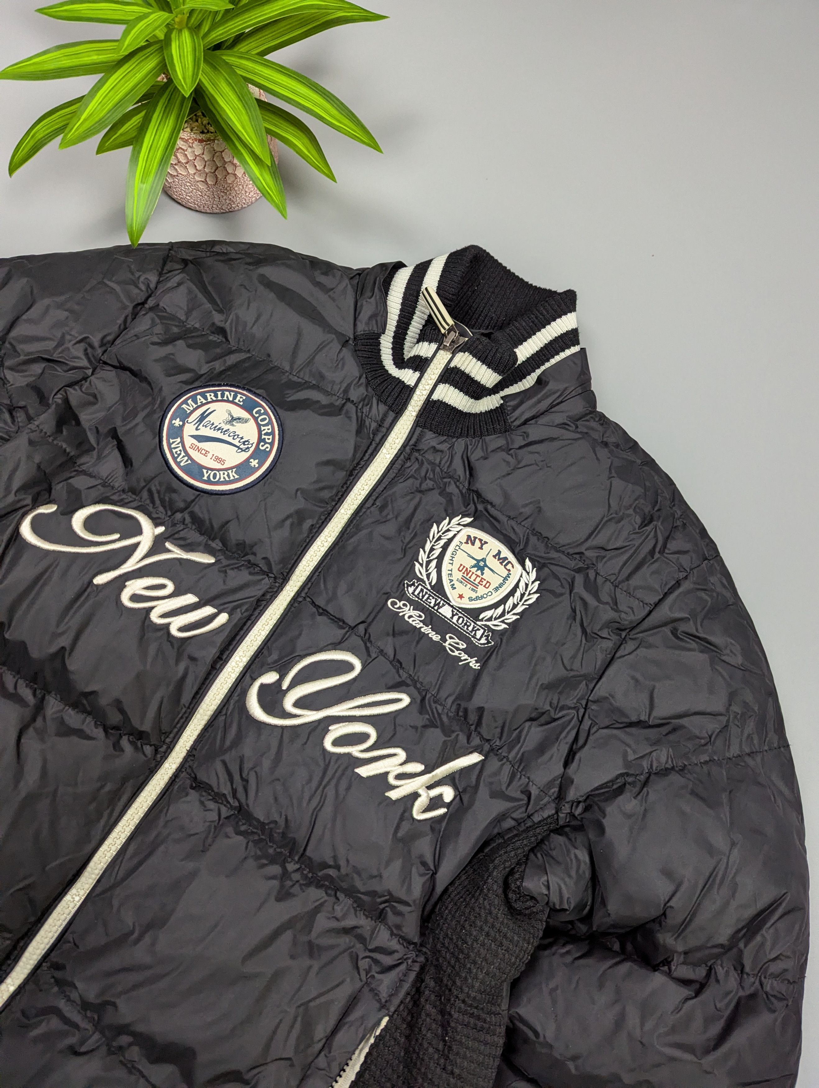 Vintage 90s Marine Corps Varsity Puffer Bomber Black Nylon Size US M / EU 48-50 / 2 - 8 Thumbnail