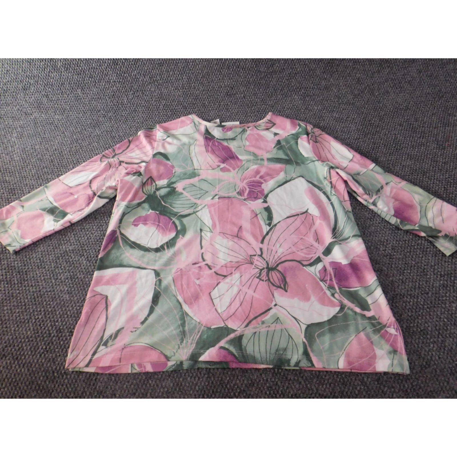 Vintage Alfred Dunner Blouse Womens M Purple Floral Long Sleeve Pullover Round Neck Casual Sheer Rayon Polyester Spandex Designer Regular Size M / US 6-8 / IT 42-44 - 7 Thumbnail