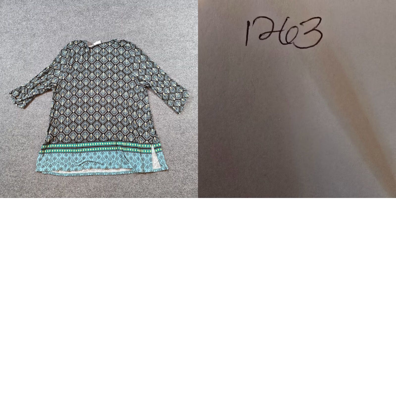 J. Jill J Jill Top Geometric 3/4 Sleeve Stretch Black Green Womens XL Shirt Blouse Tunic Casual Career Mens Womens Size XL / US 12-14 / IT 48-50 - 8 Thumbnail