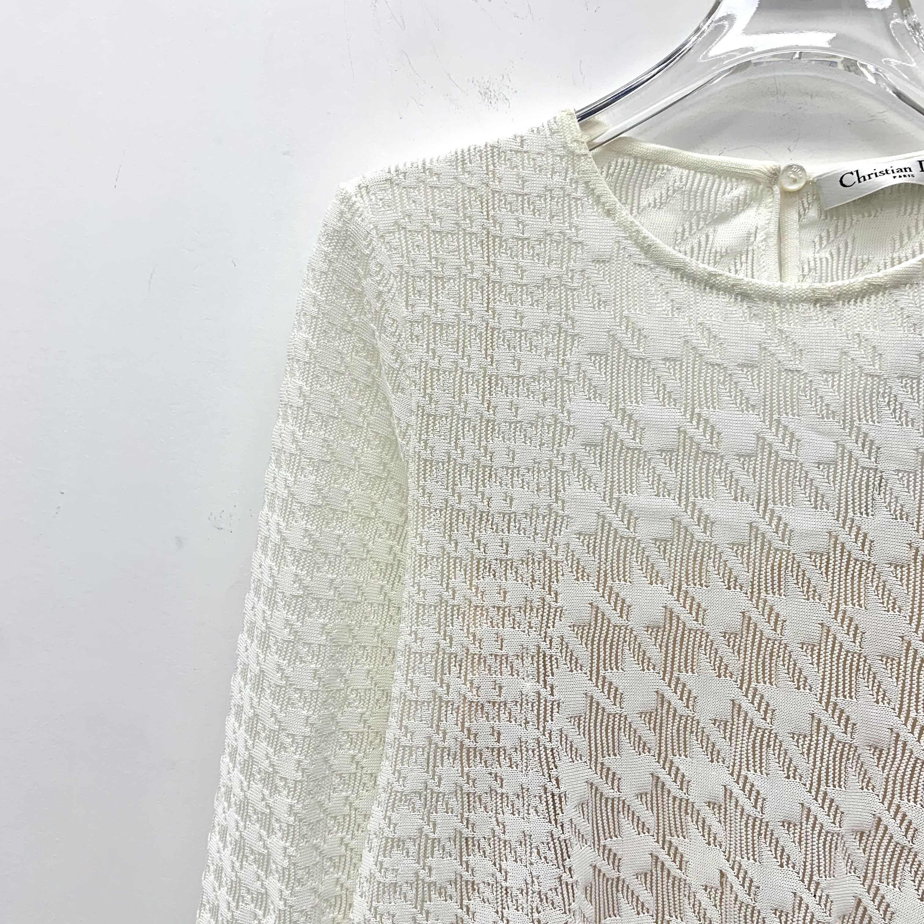 Dior Dior Houndstooth Knit Top White (Size XS) Size XS / US 0-2 / IT 36-38 - 8 Thumbnail