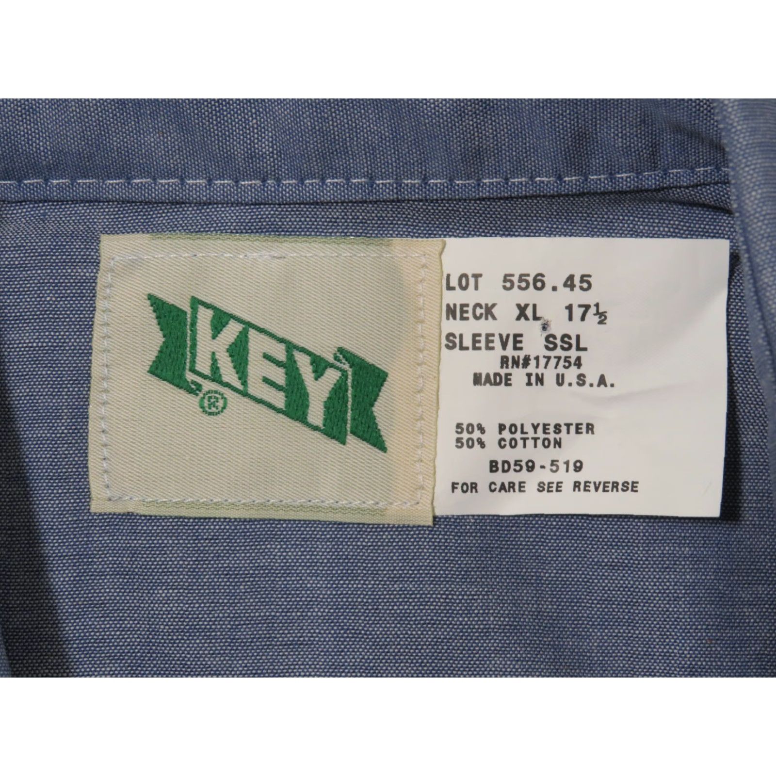 Vintage VINTAGE Key Apparel Shirt Men's XL Short Sleeve Button Up Blue USA Made Size US XL / EU 56 / 4 - 5 Thumbnail