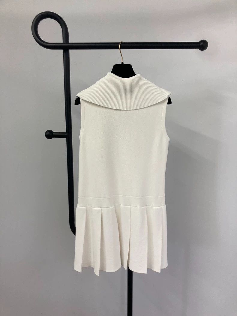 Dior Dior Sleeveless little bee white zipper lapel pleated dres Size XS / US 0-2 / IT 36-38 - 2 Thumbnail