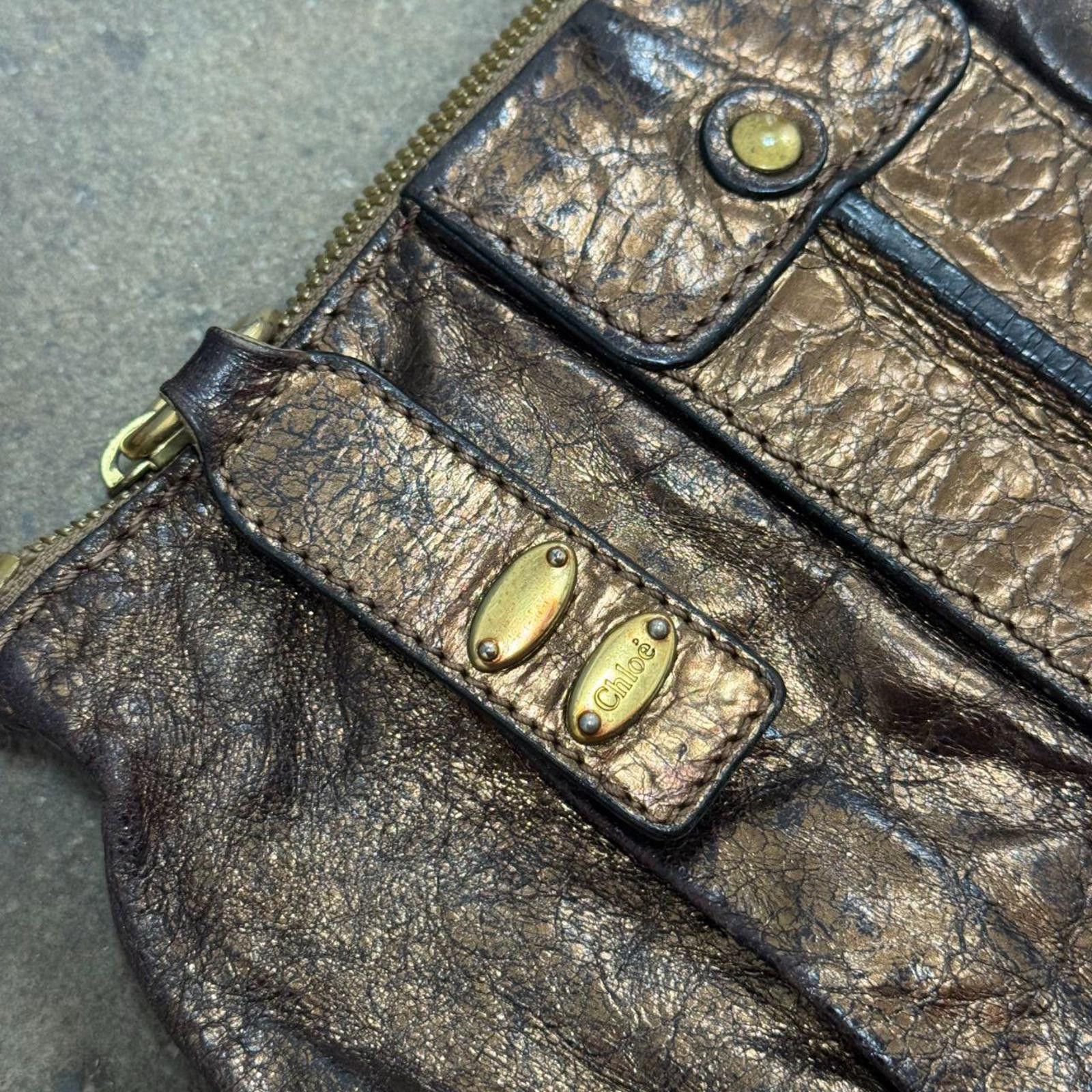 chloma RARE Vintage Chloé Leather Bag - Metallic Bronze Y2K Size ONE SIZE - 3 Thumbnail