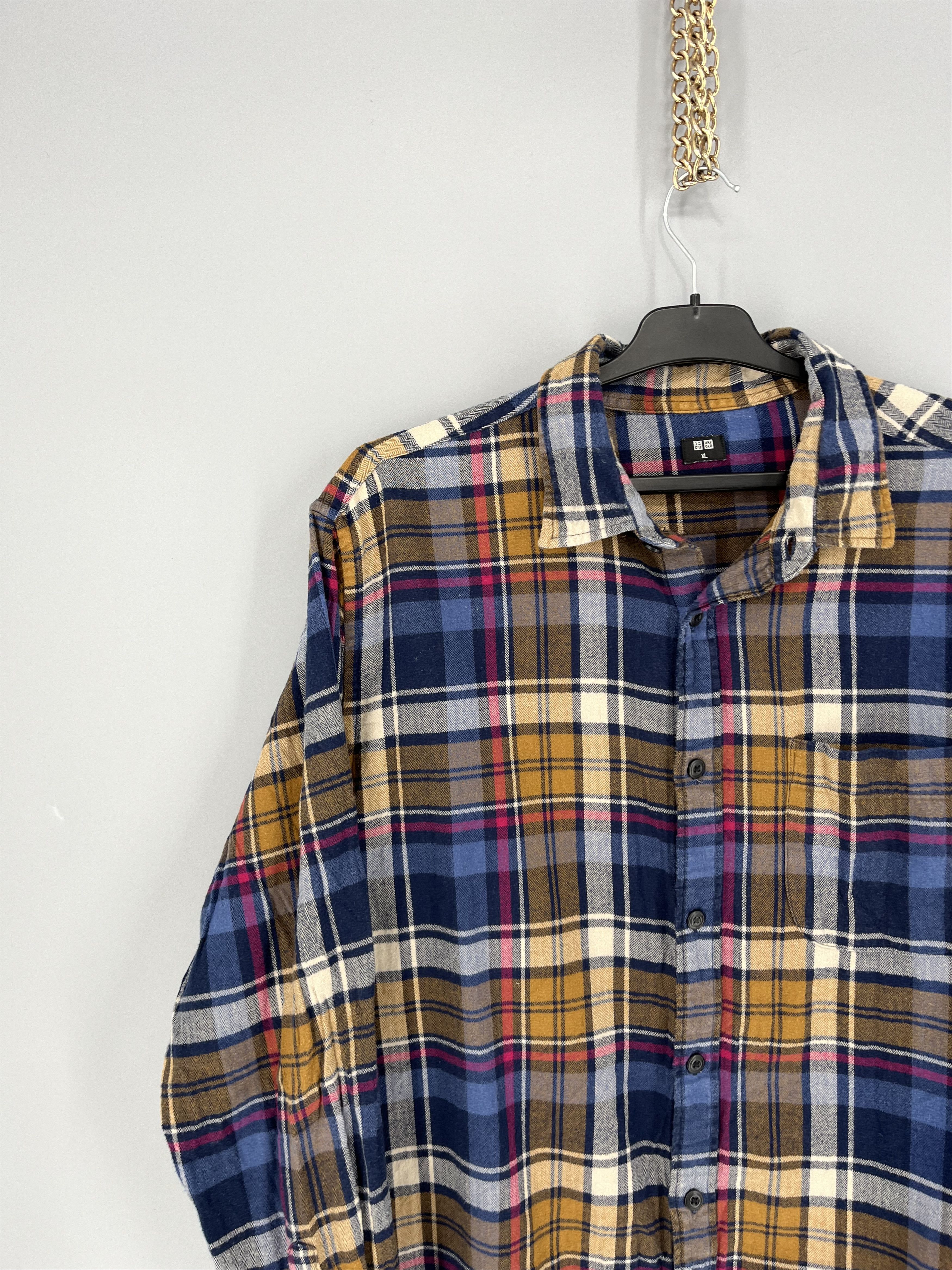 Flannel Vintage Uniqlo Flannel Shirt Button Up Travis Scott Style Size US XL / EU 56 / 4 - 4 Thumbnail
