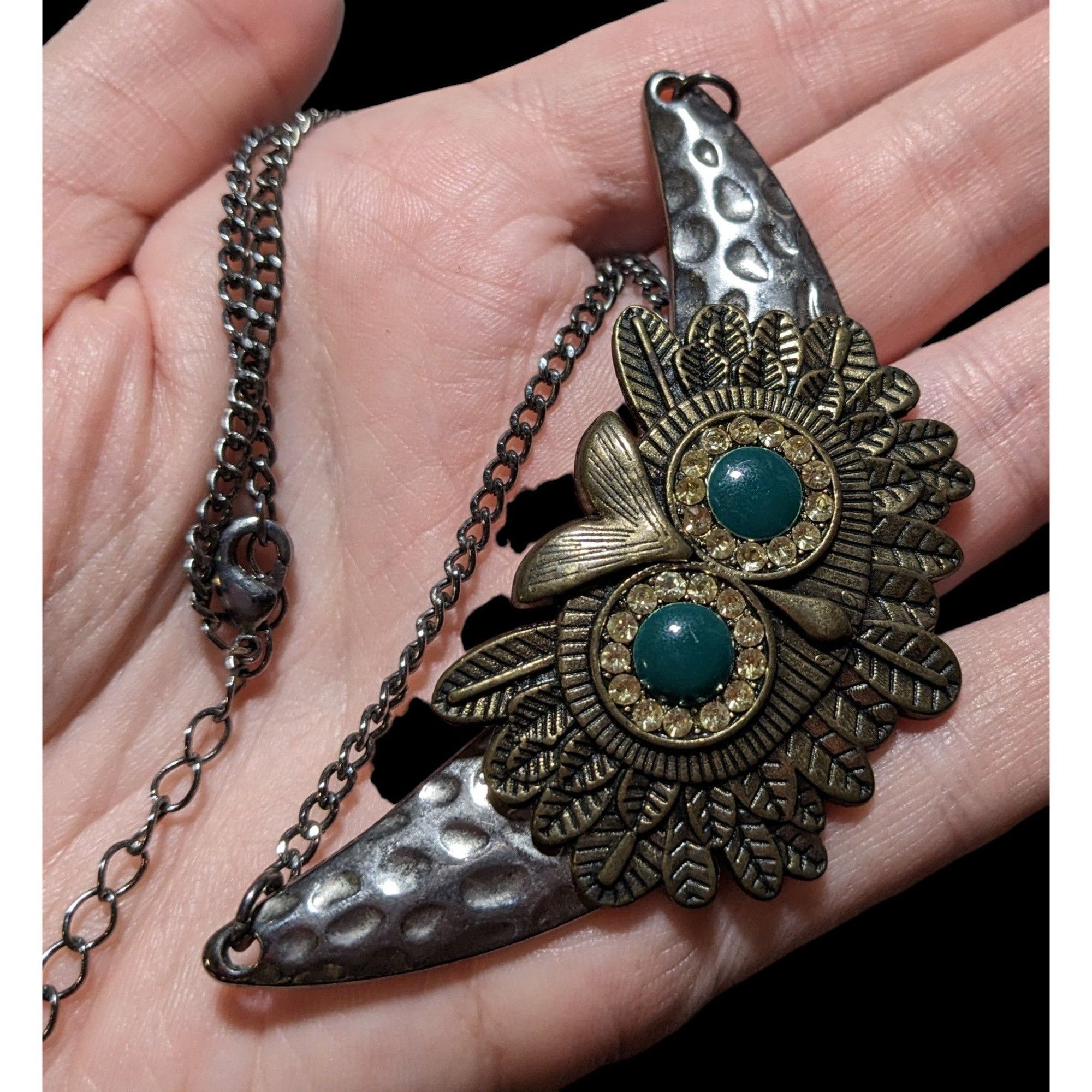 Other Steampunk Rhinestone Owl Necklace Size ONE SIZE - 5 Thumbnail