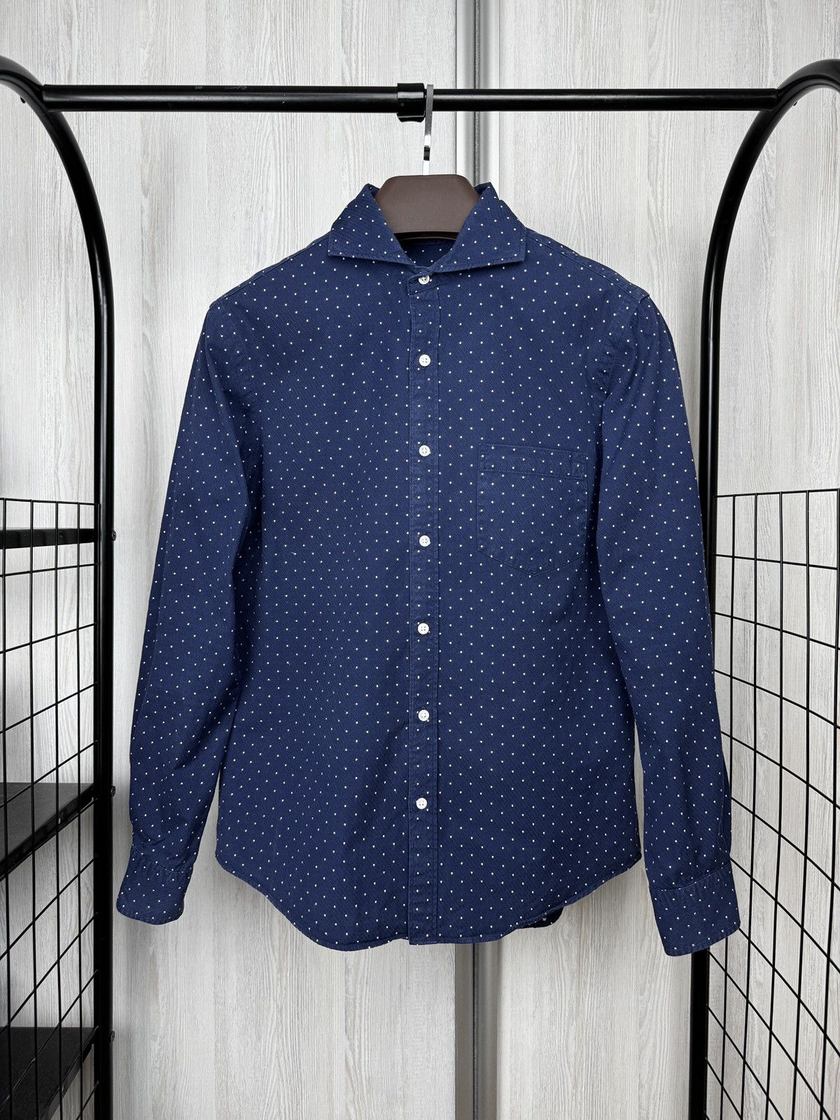 SHIPS SHIPS polka dot navy blue japanese designer ls shirt sz M Size US M / EU 48-50 / 2 - 1 Thumbnail