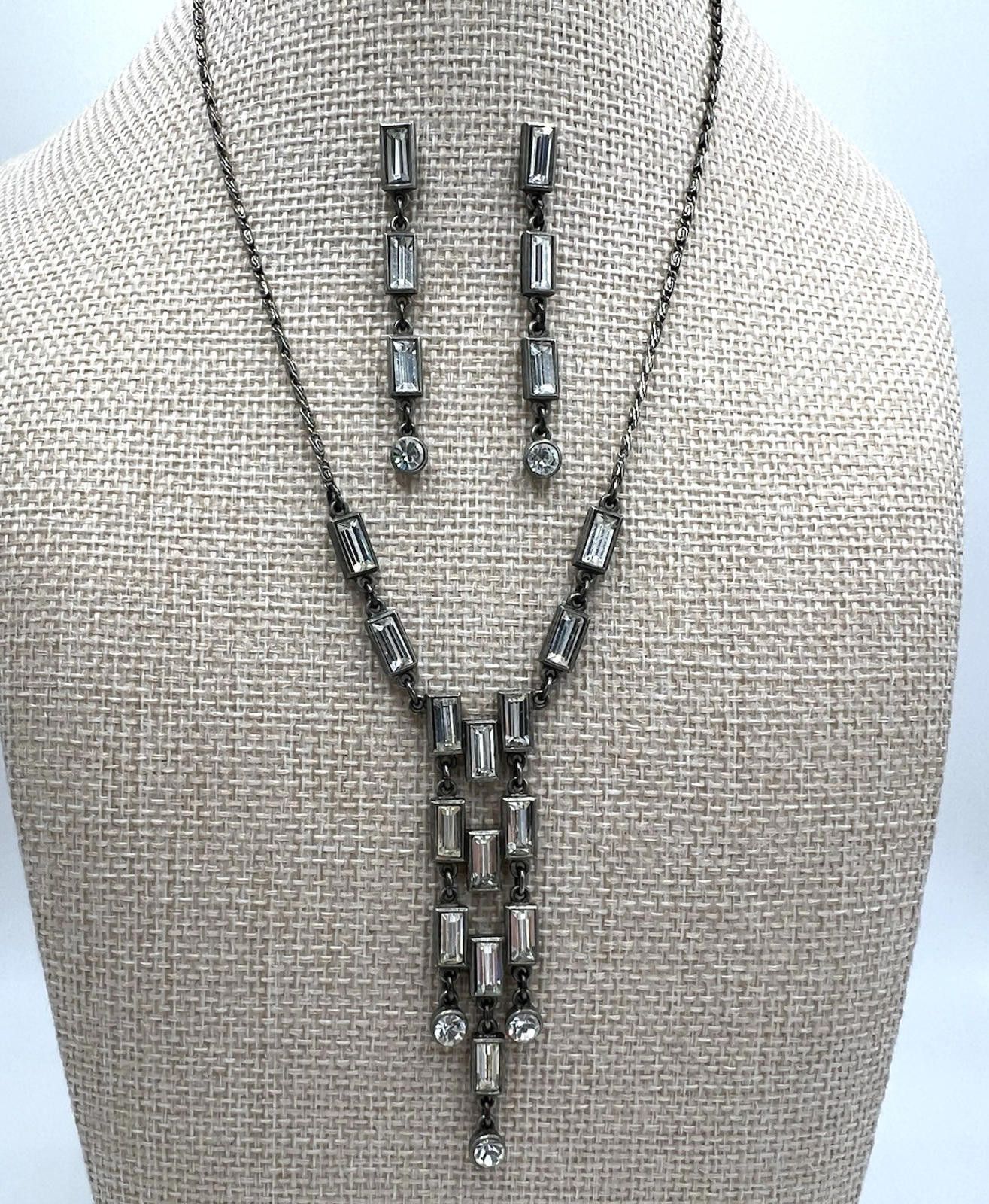 Other Ben Amun Art-Deco Rhinestone Dangle Earrings & Necklace Set Size ONE SIZE - 3 Thumbnail