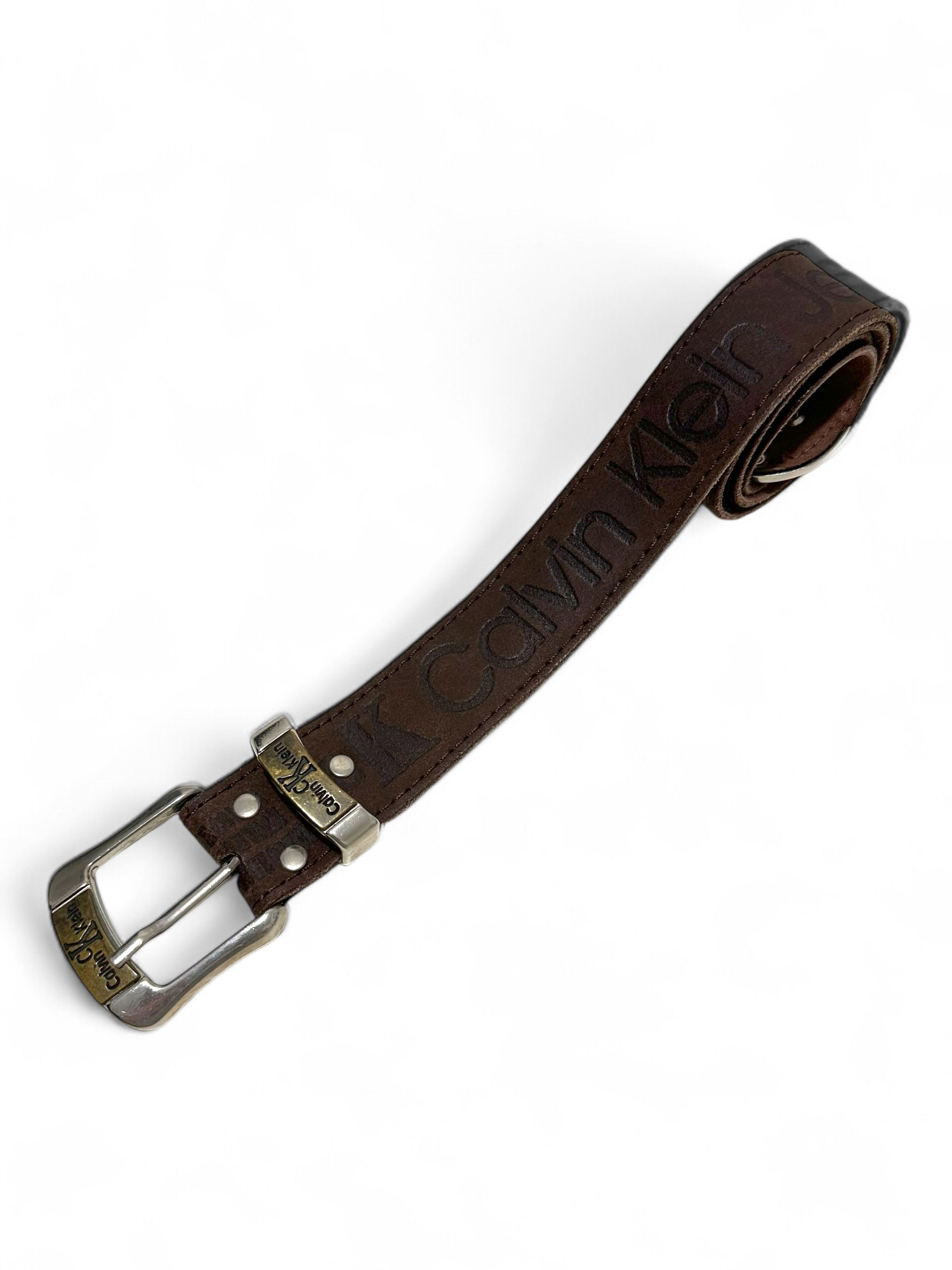 Calvin Klein × Vintage Calvin Klein Vintage Brow Leather Belt (S) Size 30 - 6 Thumbnail