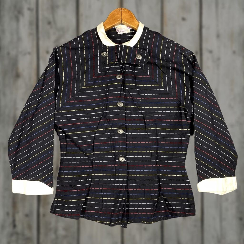 Gregory VINTAGE Rockabilly Shirt Women 12 Black Cotton Chin Strap 50s Gregory Shirt Mens? Size XL / US 12-14 / IT 48-50 - 1 Thumbnail