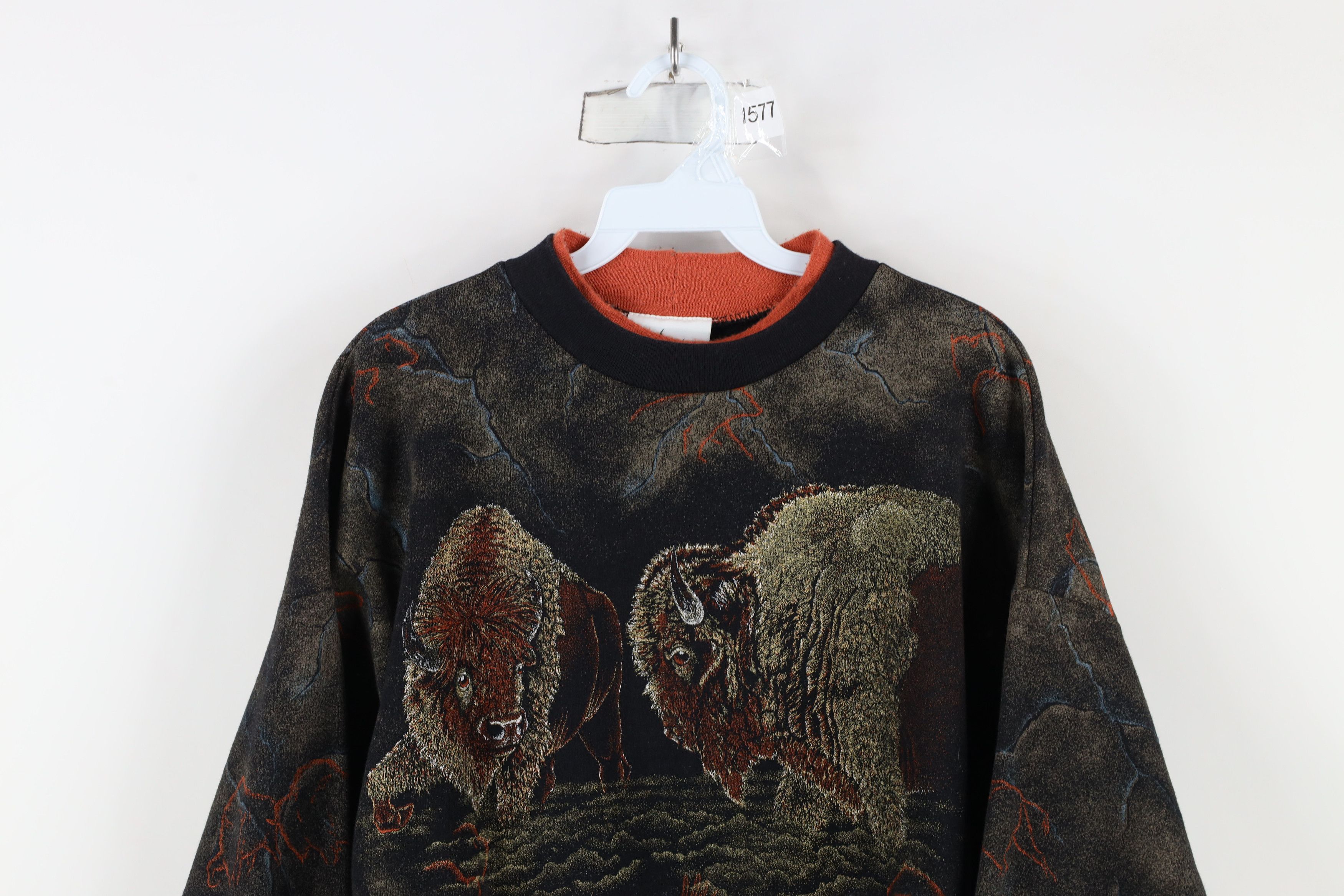 Vintage Vintage 90s Streetwear Print Bison Nature Sweatshirt USA Size US L / EU 52-54 / 3 - 2 Thumbnail