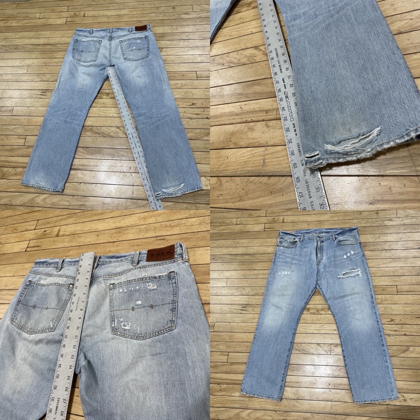 Polo Ralph Lauren VINTAGE Polo Ralph Lauren Jeans Men 38x30 Light Blue 867 Ripped Distressed Denim Polo Ralph Lauren 867 Jeans Distressed 90s Y2k Streetwear Mens Jeans Size US M / EU 48-50 / 2 - 9 Thumbnail