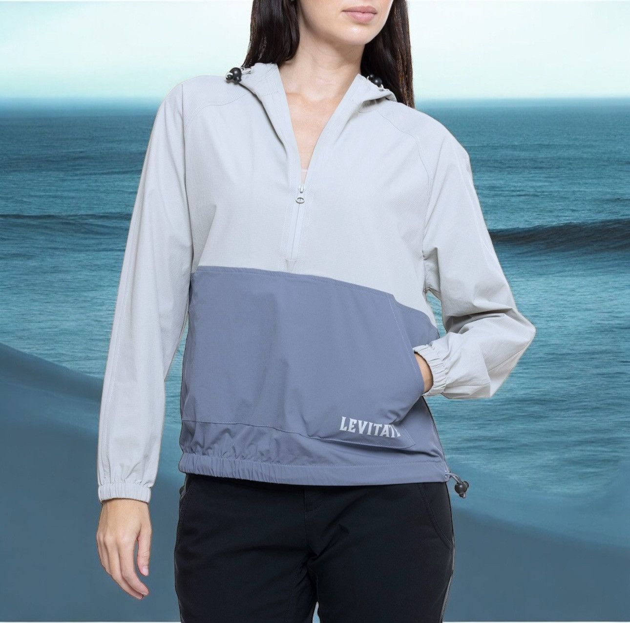Other Levitate Women’s Surf Grey Blue Shack Zip Neck Jacket Sz L Size L / US 10 / IT 46 - 1 Thumbnail