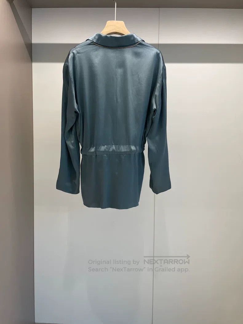 Brunello Cucinelli Brunello Cucinelli Grey Blue Acetate Viscose Blend Blazer Size XS / US 0-2 / IT 36-38 - 2 Thumbnail