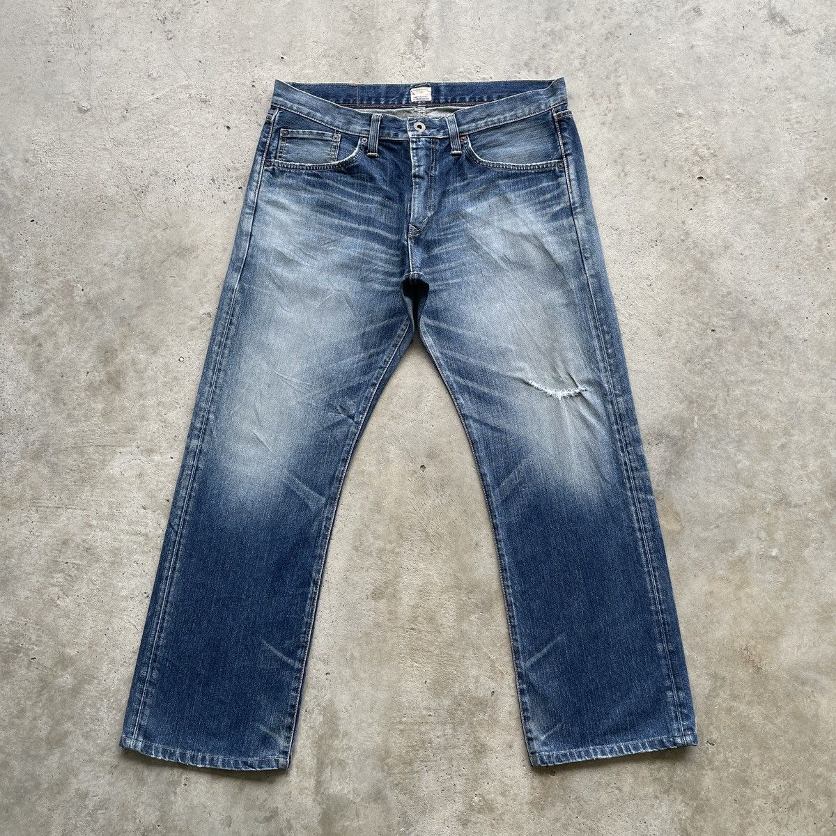 Japanese Brand Vintage Edwin Baggy Jeans Faded Denim Pants W37x30 Size US 37 - 1 Thumbnail