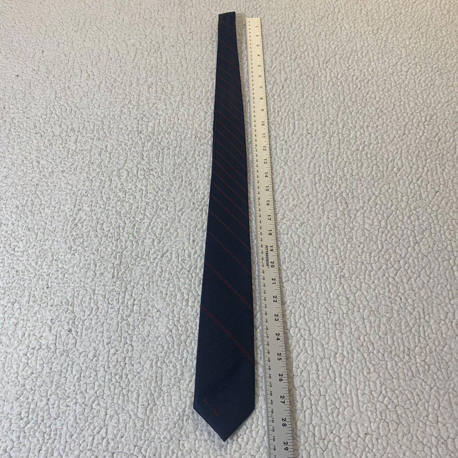 Oscar De La Renta Oscar de la Renta Tie Navy Diagonal Red Striped Signature Size ONE SIZE - 6 Thumbnail