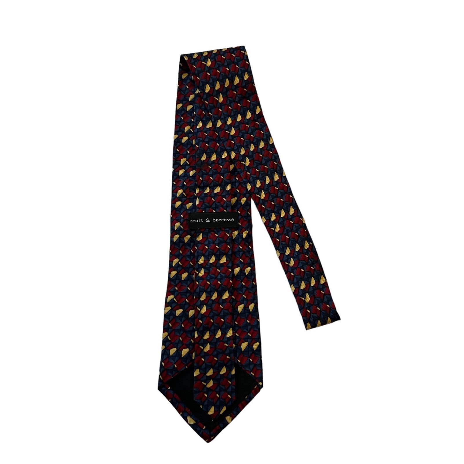 Croft & Barrow Croft & Barrow Burgundy Blue Tan Abstract Geometric Silk Tie Size ONE SIZE - 4 Thumbnail