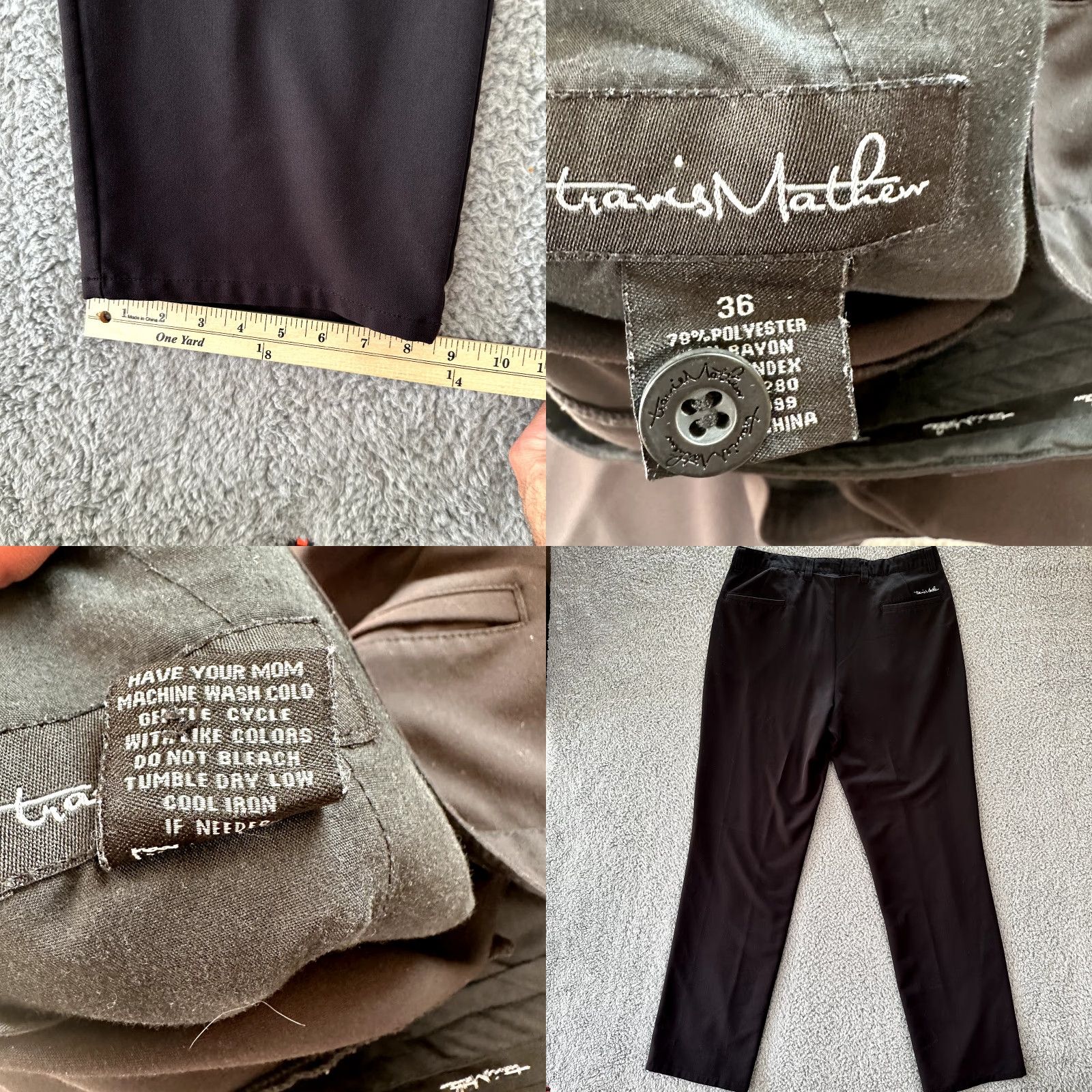 TravisMathew Travis Mathew Pants Men 36 Black Dress Stretch Golf Straight Pants Size US 36 / EU 52 - 8 Thumbnail
