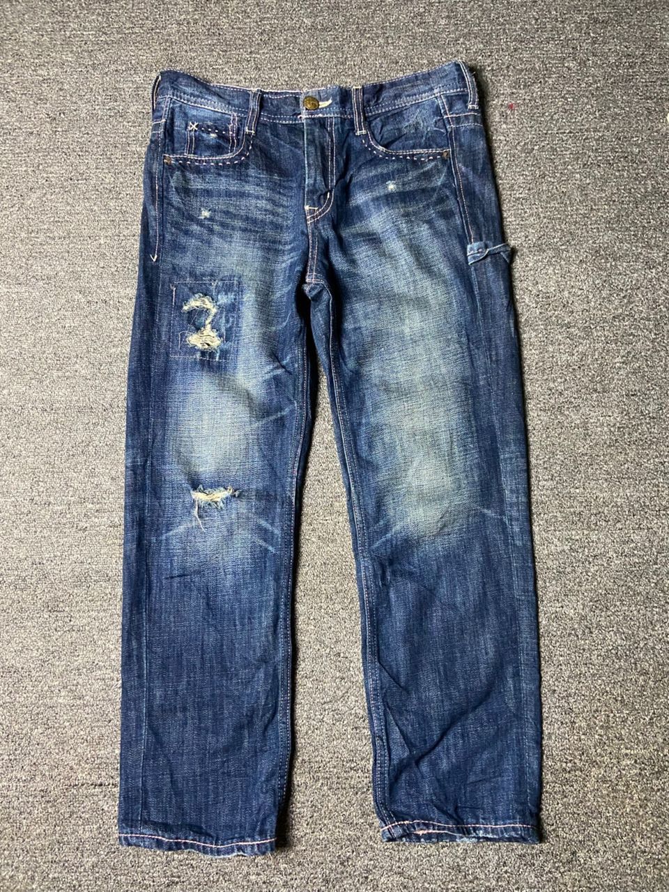 Japanese Brand CEPO Work & Military Distressed Ripped Jeans (158) Size US 32 / EU 48 - 1 Thumbnail