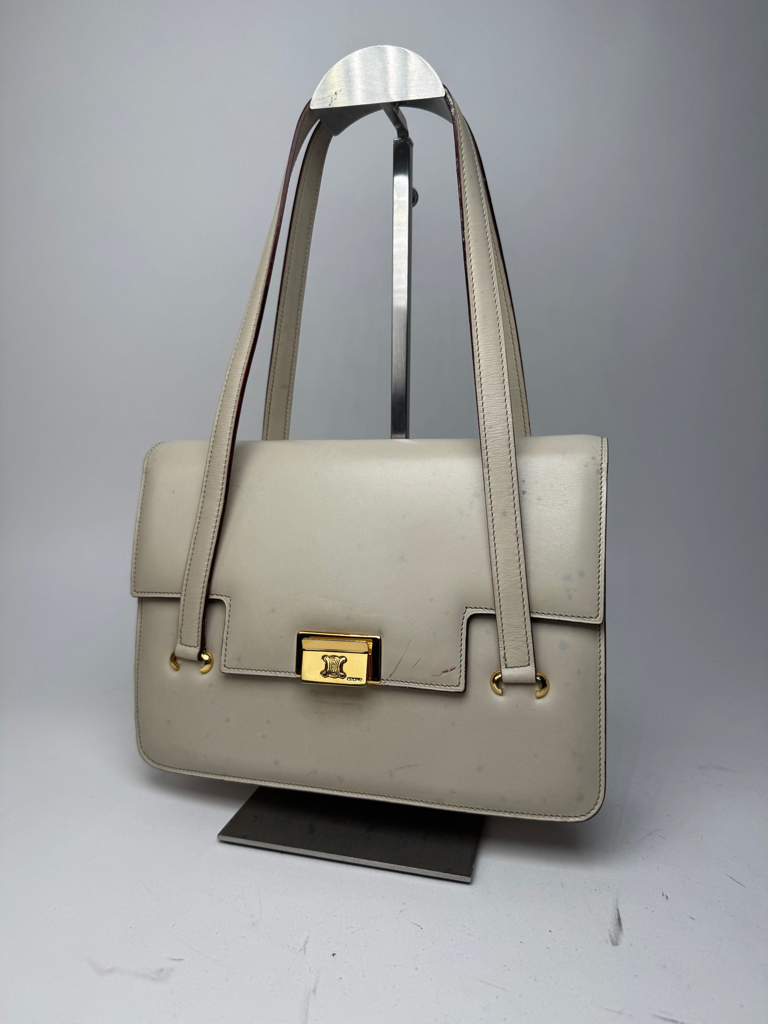 Celine Vintage Leather Handbag White Size ONE SIZE - 1 Thumbnail