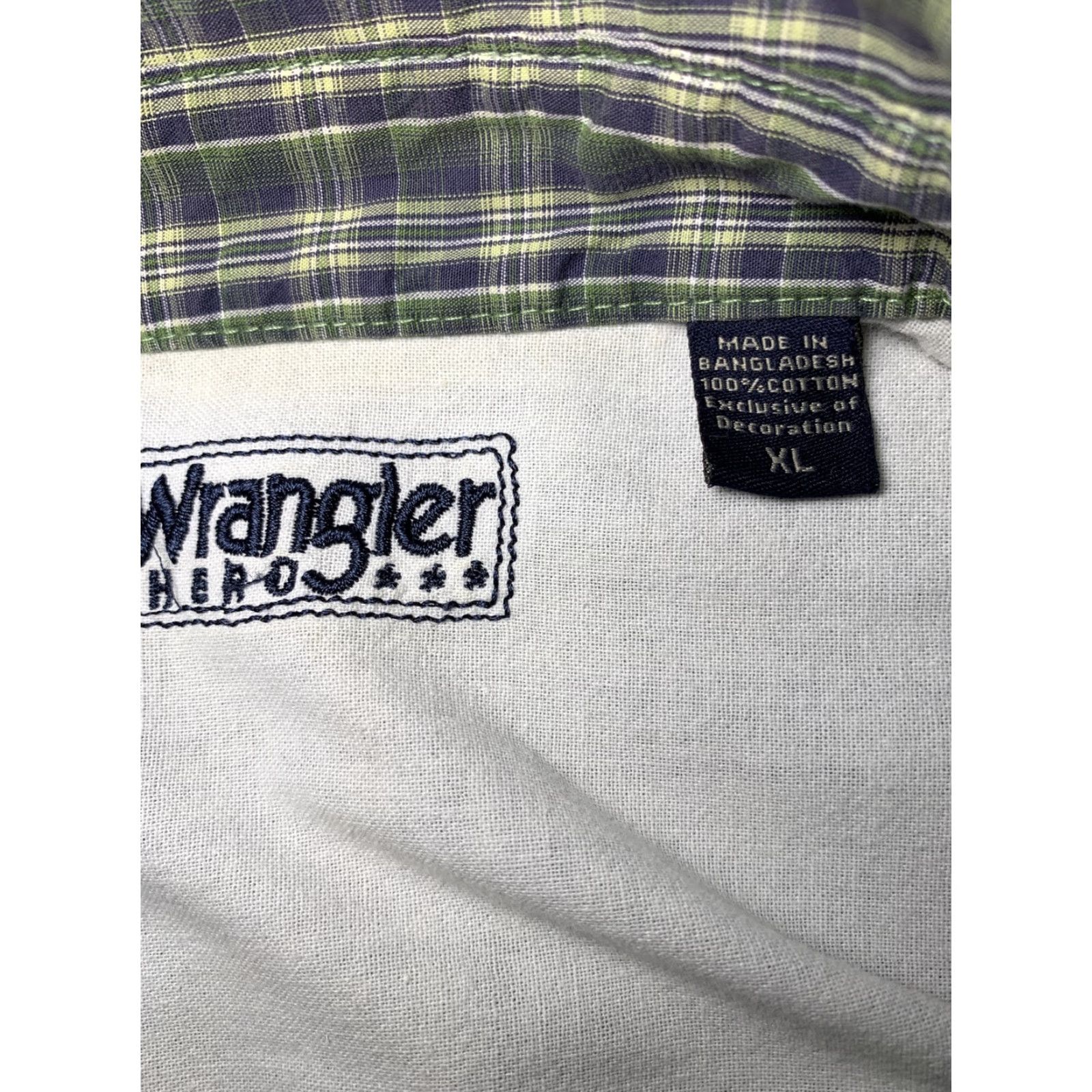 Wrangler Wrangler Short Sleeve Shirt Men's XL Green White Plaid Button-Up Western Size US XL / EU 56 / 4 - 5 Thumbnail