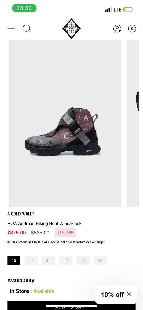 A-COLD-WALL* A-COLD-WALL x ROA Andreas Boots – Size 44 Size US 11 / EU 44 - 9 Thumbnail