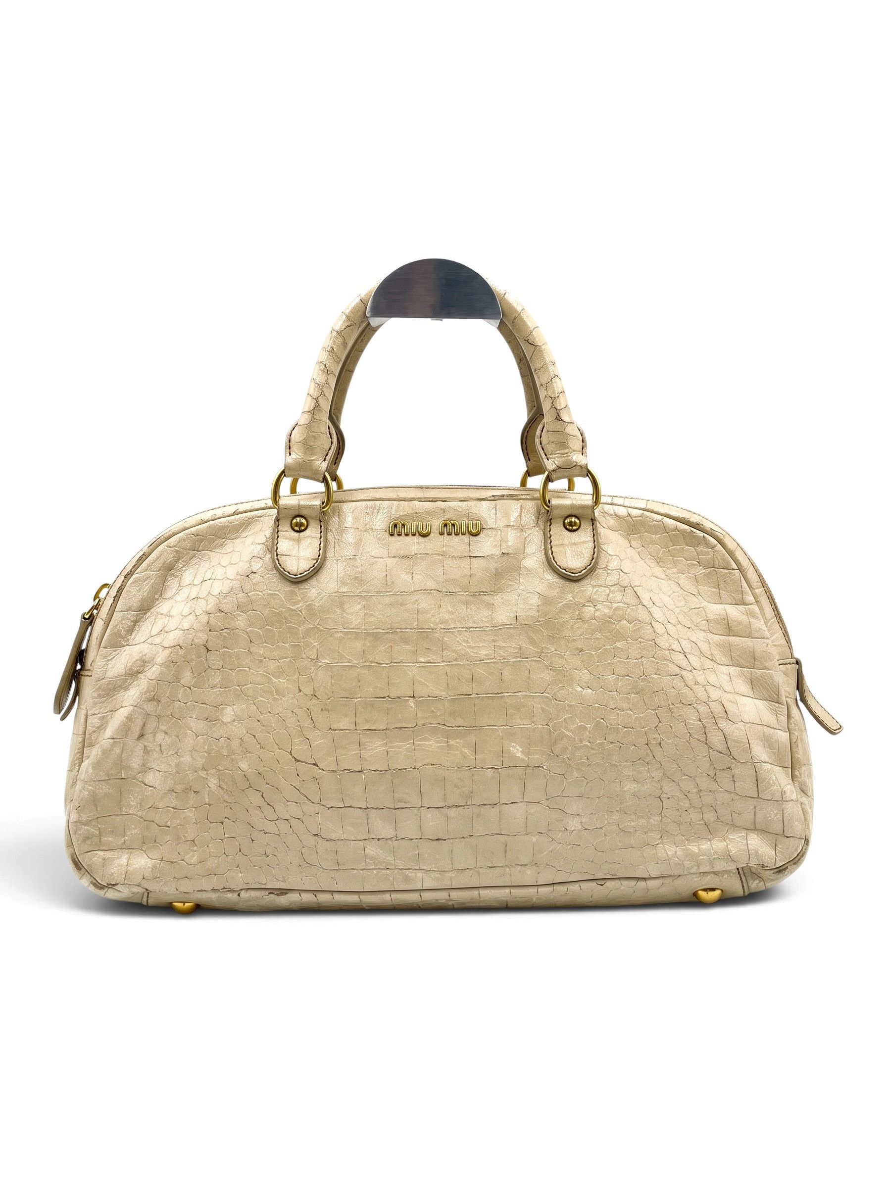 Miu Miu Miu Miu Crocodile Embossed Leather Top Handle SKU:A00773 Size ONE SIZE - 1 Thumbnail