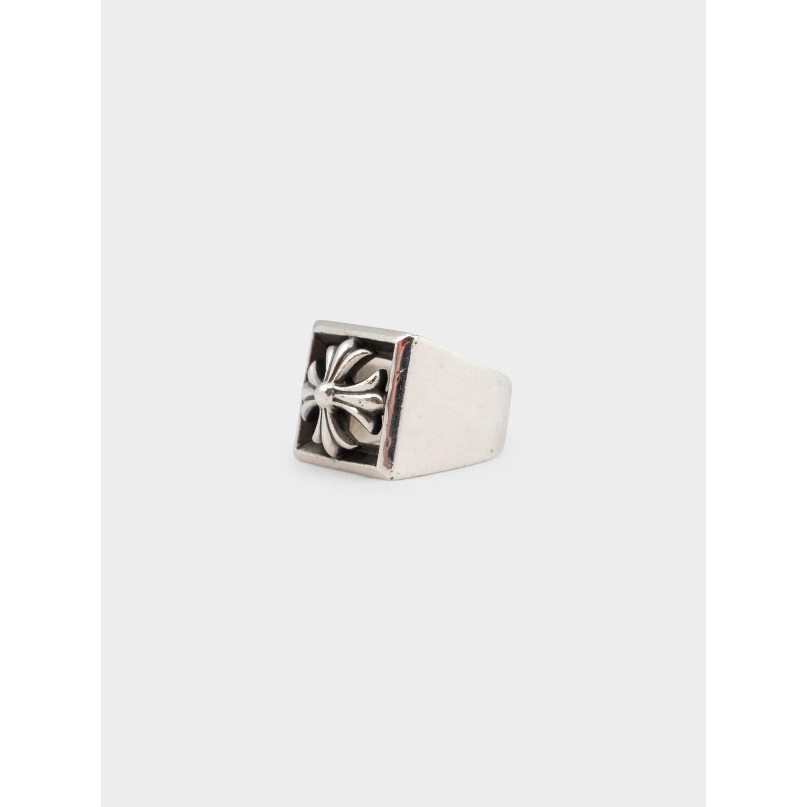image of Chrome Hearts Plus Block Ring in Silver, Men's