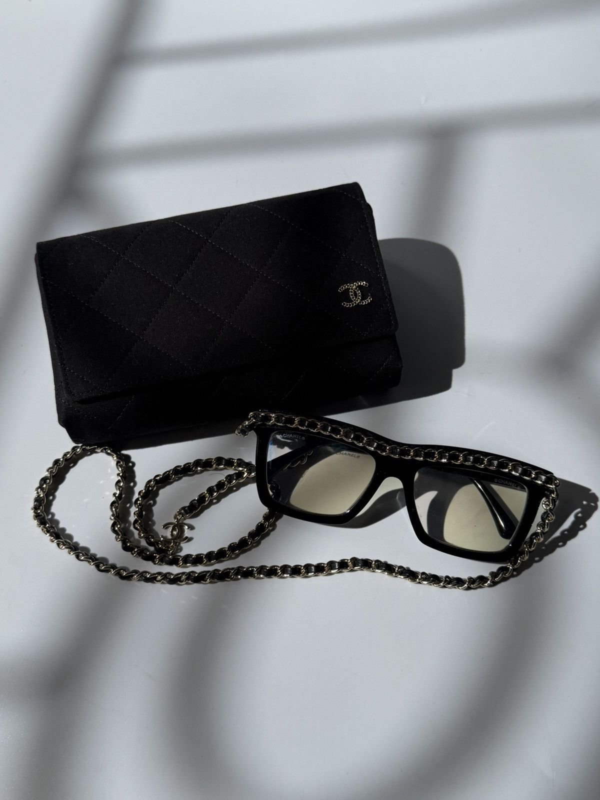 Chanel Chanel Rectangular Coco Mark Chain Sunglasses Size ONE SIZE - 1 Thumbnail