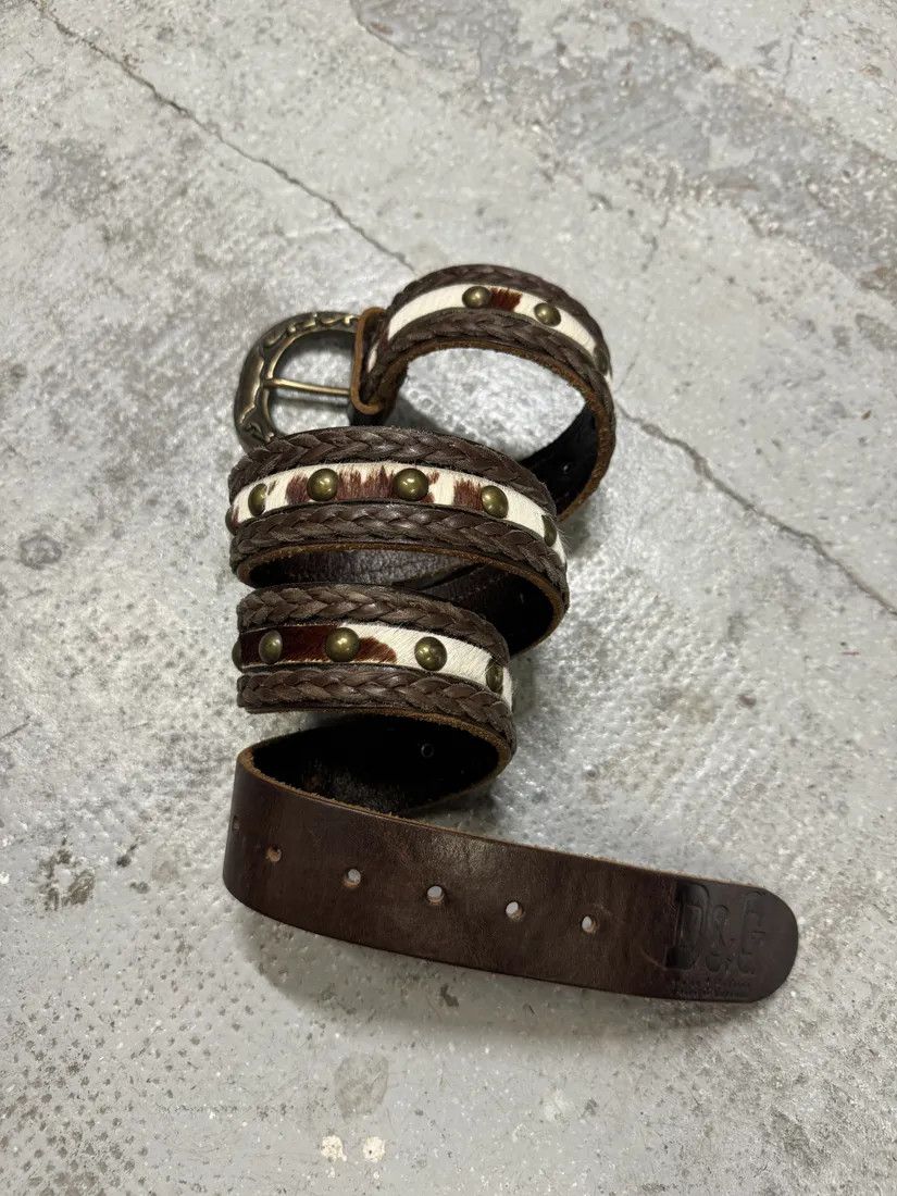 Designer × Dolce & Gabbana × Vintage 2000s Dolce & Gabbana Woven Leather Cow Pony Hair Belt Size ONE SIZE - 3 Thumbnail