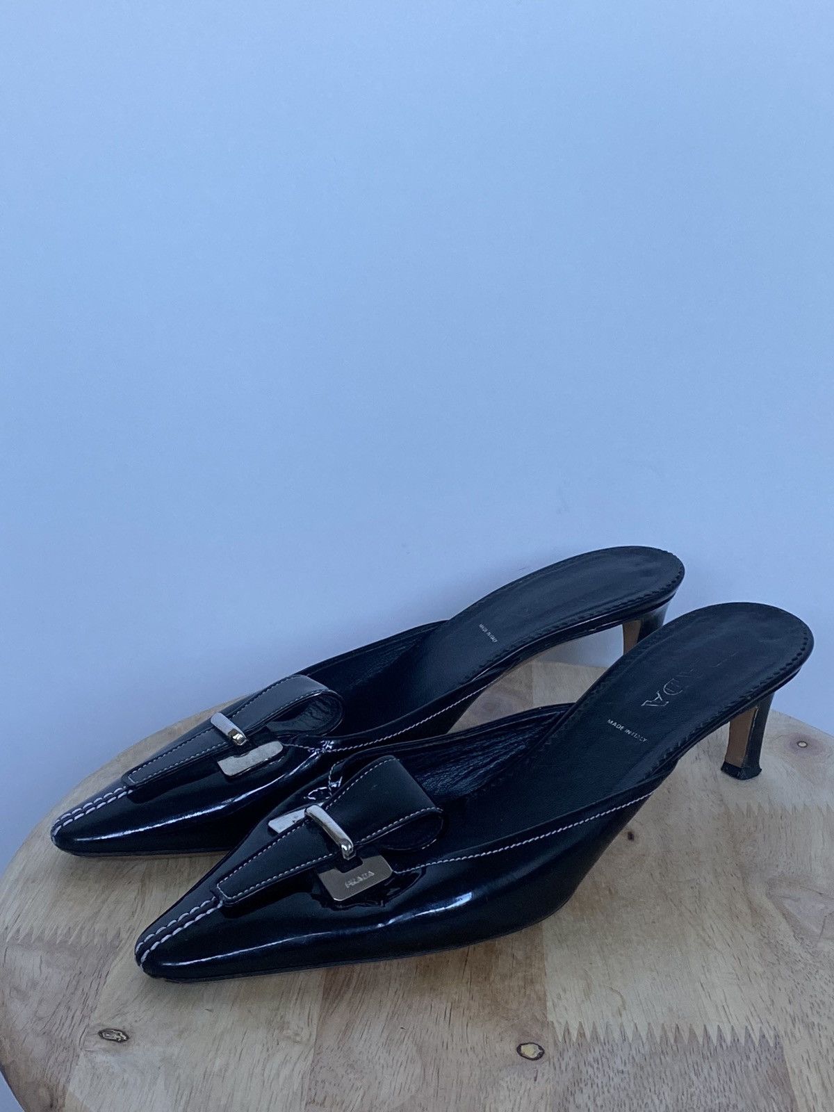 Prada square-toe satin mules | Eraldo.com US