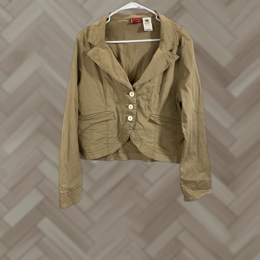 Levi's Levi's Women Jacket Pea Coat Style 3-Button Up Juniors XL Beige Long Sleeve Cotton Blend Solid Size XL / US 12-14 / IT 48-50 - 1 Thumbnail