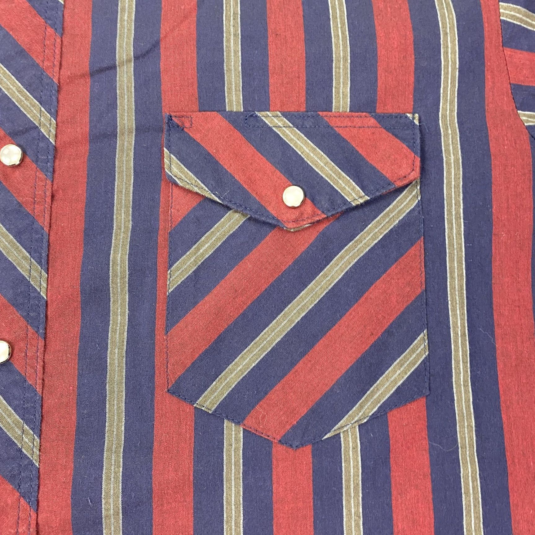 Wrangler Wrangler Shirt Mens Large Red Navy Striped Western Pearl Snap Long Sleeve Yoke Size US L / EU 52-54 / 3 - 3 Thumbnail