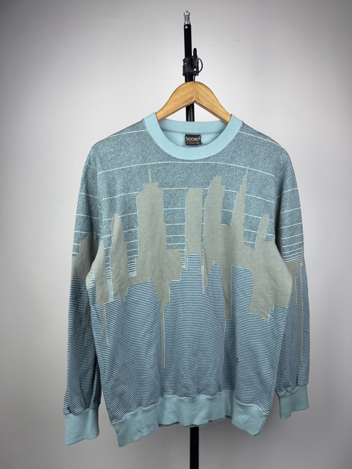 Jockey Vintage 00s Jockey Skyline Knit Sweater Blue City Pattern Size US M / EU 48-50 / 2 - 1 Thumbnail