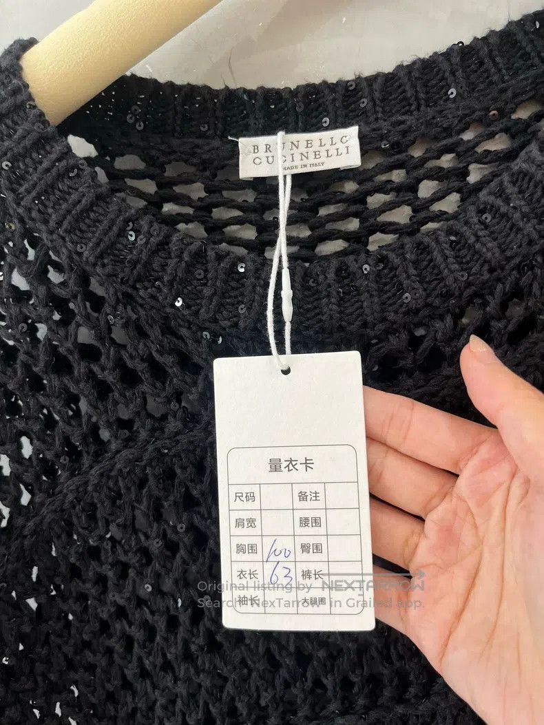 Brunello Cucinelli Brunello Cucinelli Black Sequin Cut-Out Top Size M / US 6-8 / IT 42-44 - 4 Thumbnail