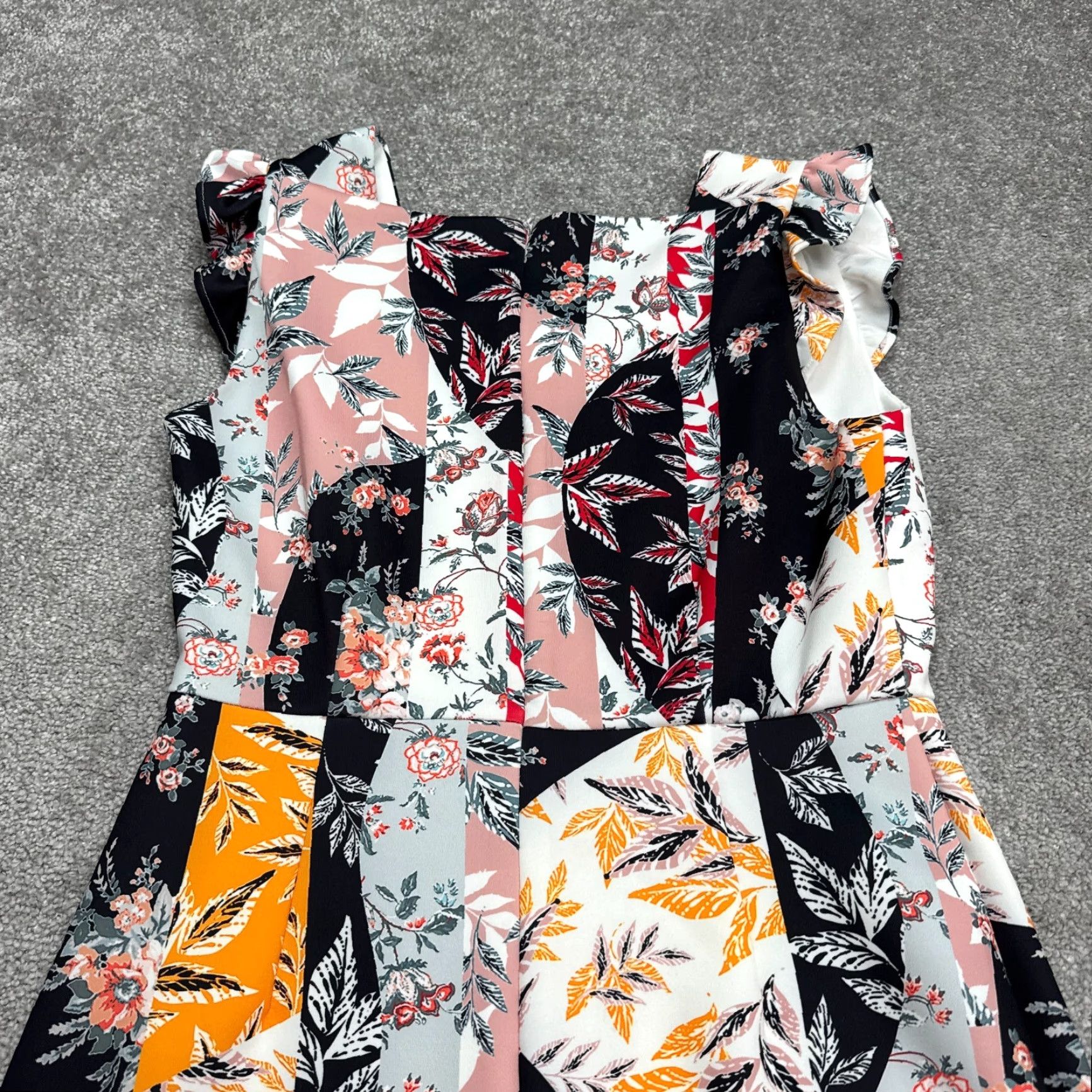 Sam Edelman Sam Edelman Dress Womens 8 Multi Floral Flutter Square Neck Midi Sheath Size M / US 6-8 / IT 42-44 - 3 Thumbnail