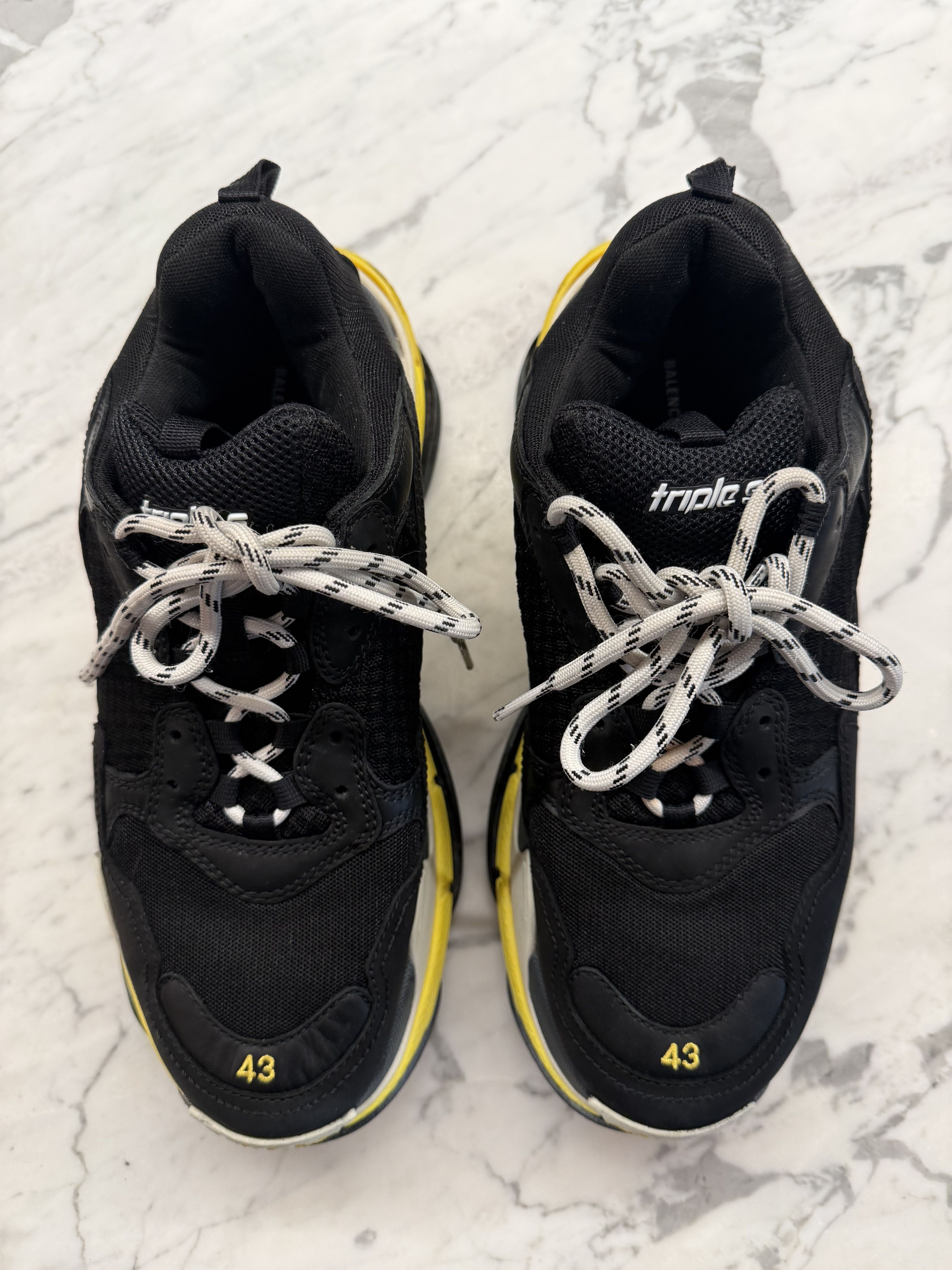 Balenciaga Balenciaga Black /Yellow Leather/Mesh Triple S Sneakers S43 Size US 10 / EU 43 - 4 Thumbnail