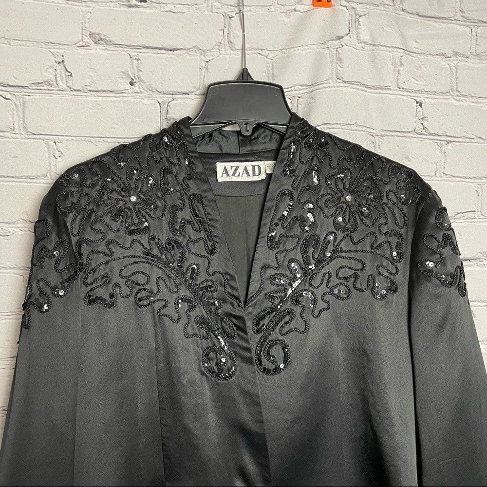 Other Vintage AZAD Silk Jacket Embroidered Black Size 12 Size XL / US 12-14 / IT 48-50 - 9 Thumbnail
