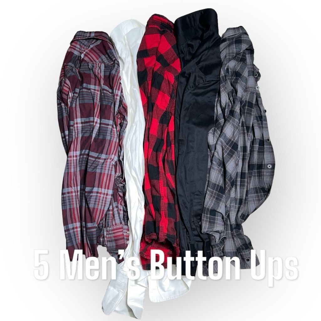 I.N.C 5 Men’s Button up Shirt Lot, Plaid, Buffalo Checks Solid Bla Size US M / EU 48-50 / 2 - 1 Thumbnail