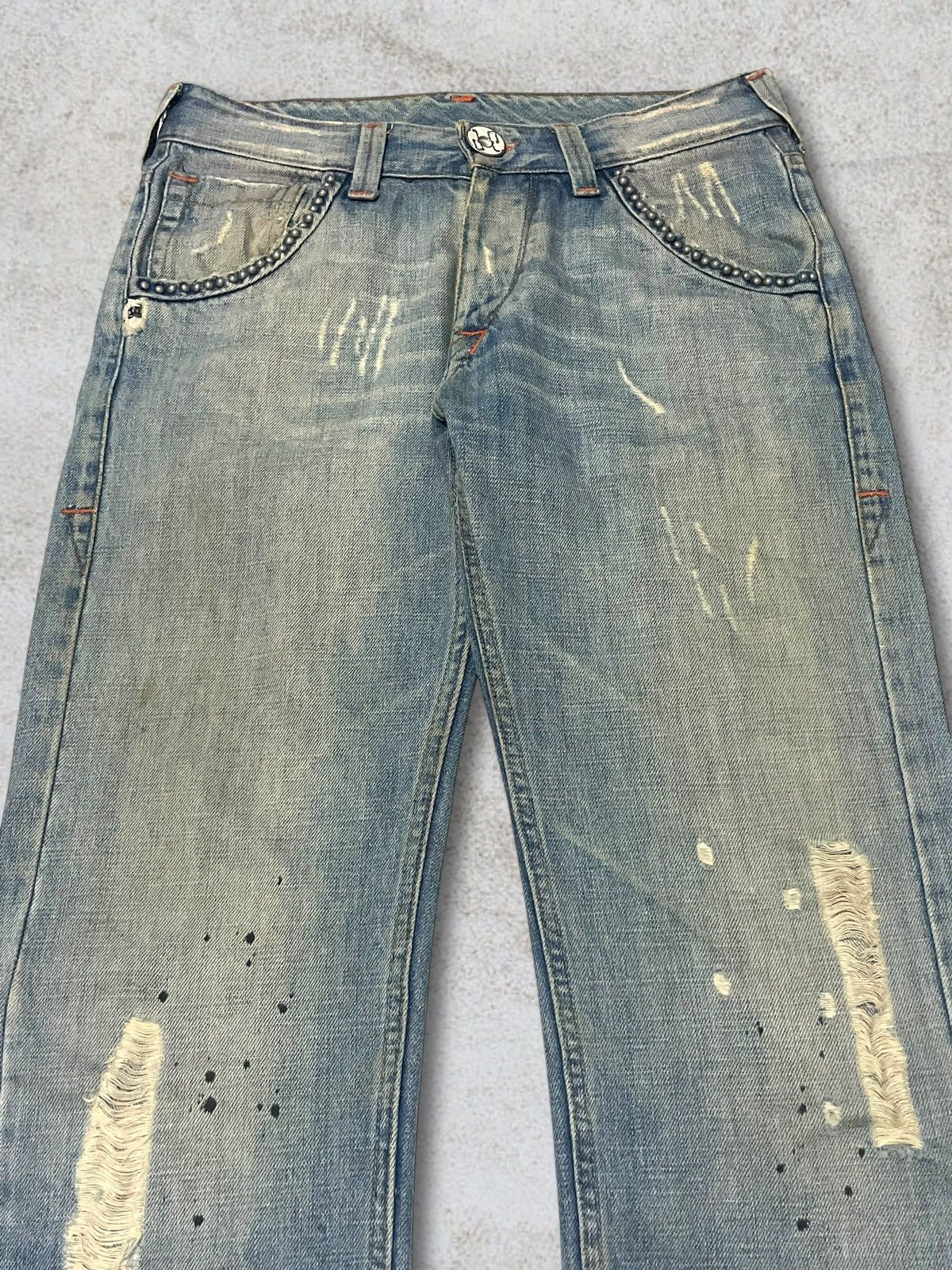 Japanese Brand Vintage Italian CJ Distressed Splatter Piercing Beads Jeans Size US 30 / EU 46 - 3 Thumbnail