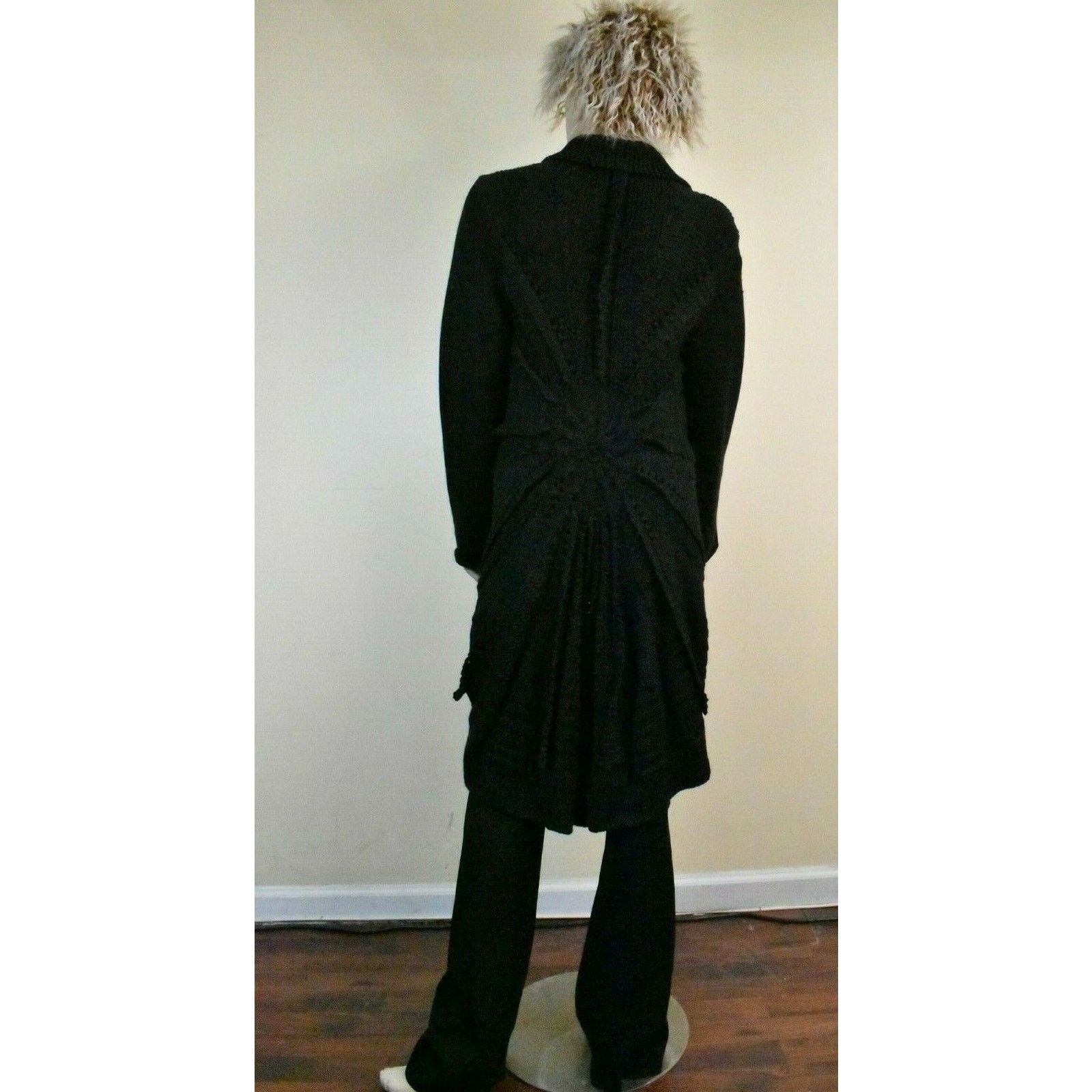 Valentino VALENTINO BLACK WOOL KNIT SWEATER LONG CARDIGAN COAT M IT Size M / US 6-8 / IT 42-44 - 3 Thumbnail