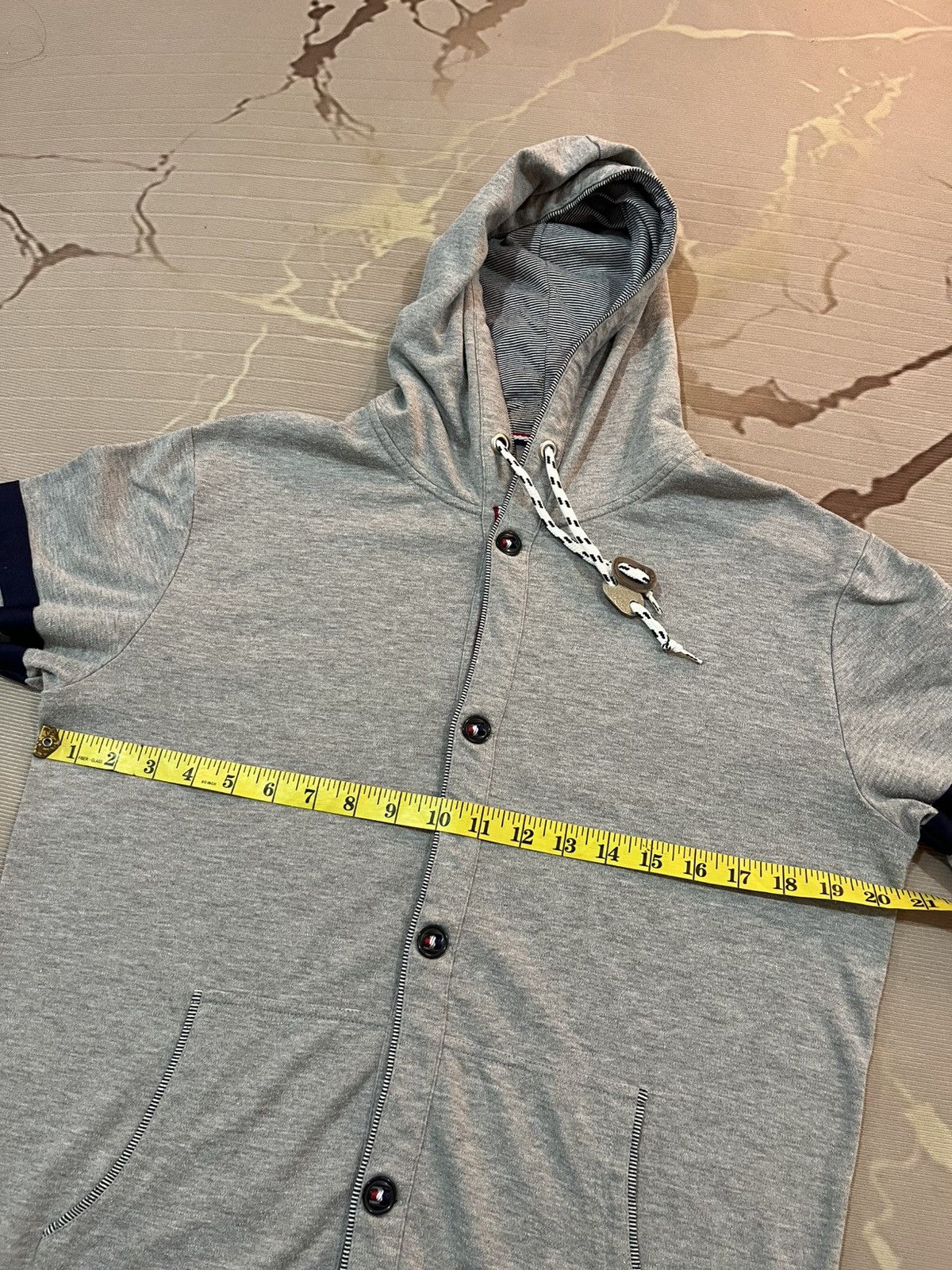 Japanese Brand Nota Bene Stripe Sleeve Button Hoodie Japan Size US M / EU 48-50 / 2 - 12 Thumbnail