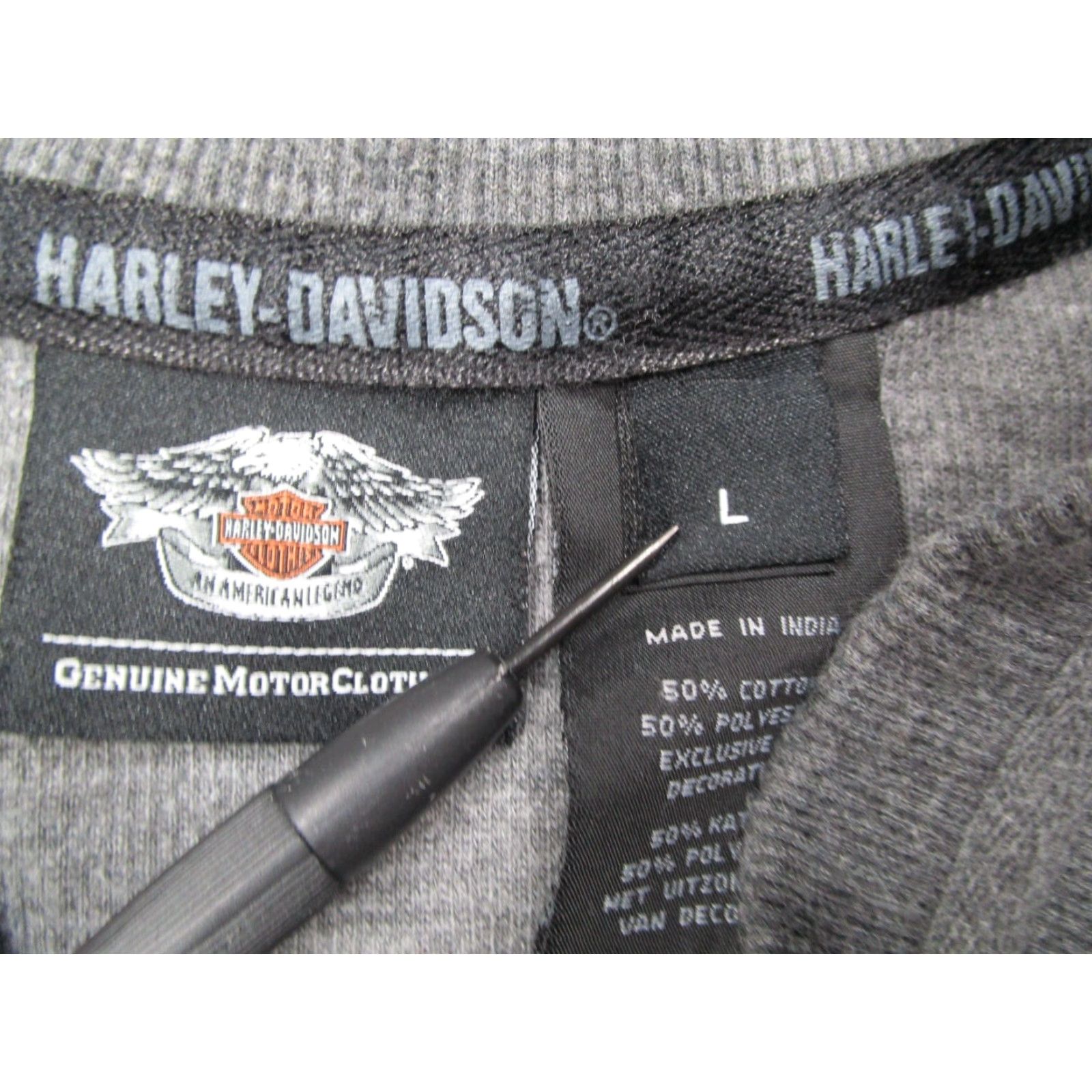 Harley Davidson Harley-Davidson Shirt Men Large Gray Long Sleeve Henley Pullover Motorcycle Work Size US L / EU 52-54 / 3 - 4 Thumbnail
