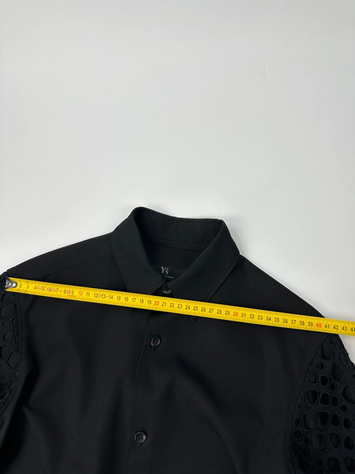 Yohji Yamamoto Y’s Yohji Yamamoto Black Wool Shirt Mesh Sleeves Details Size US S / EU 44-46 / 1 - 13 Thumbnail