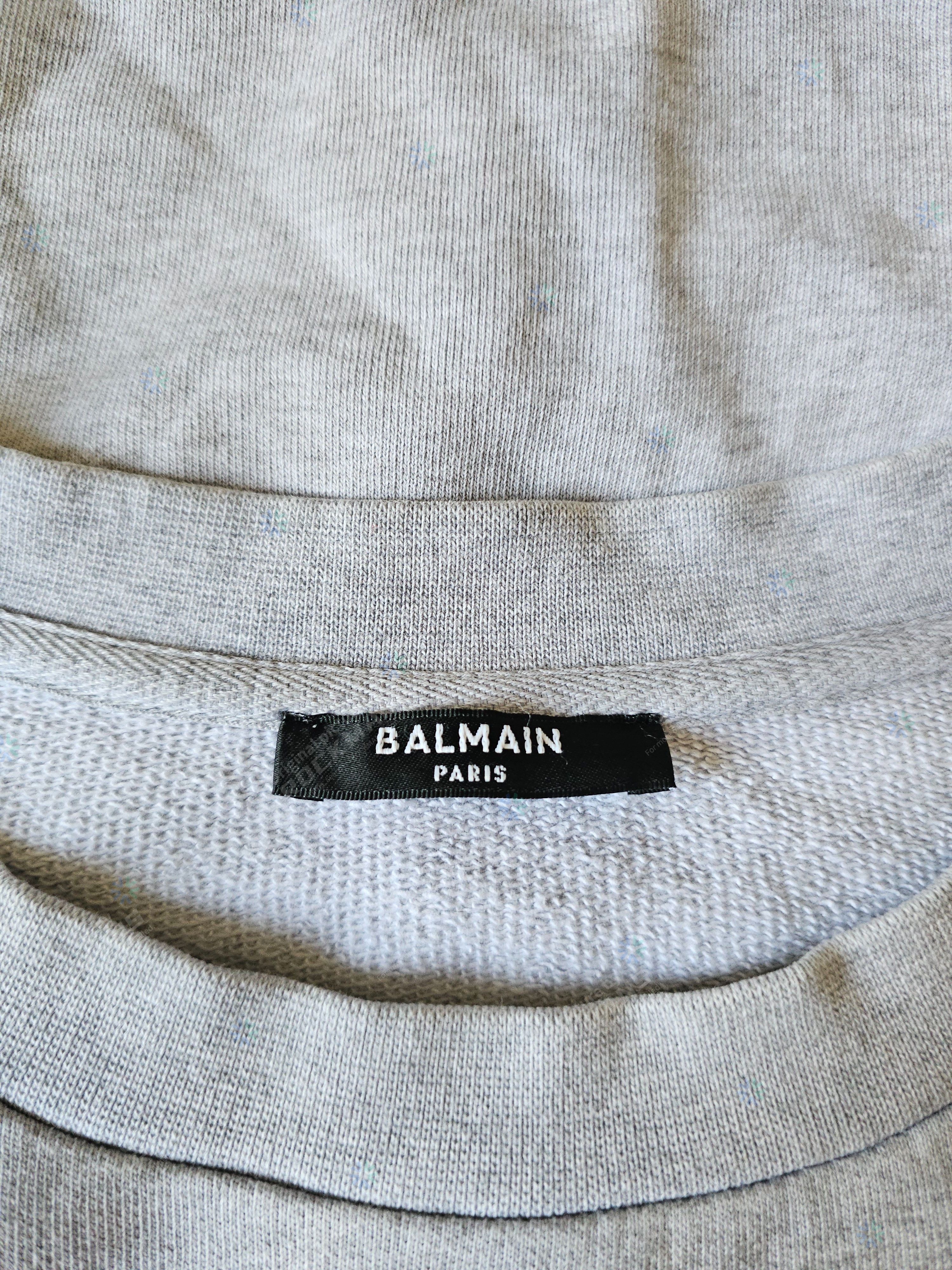 Balmain Balmain Flocked Logo Sweatshirt In Grey Size L Size US L / EU 52-54 / 3 - 4 Thumbnail