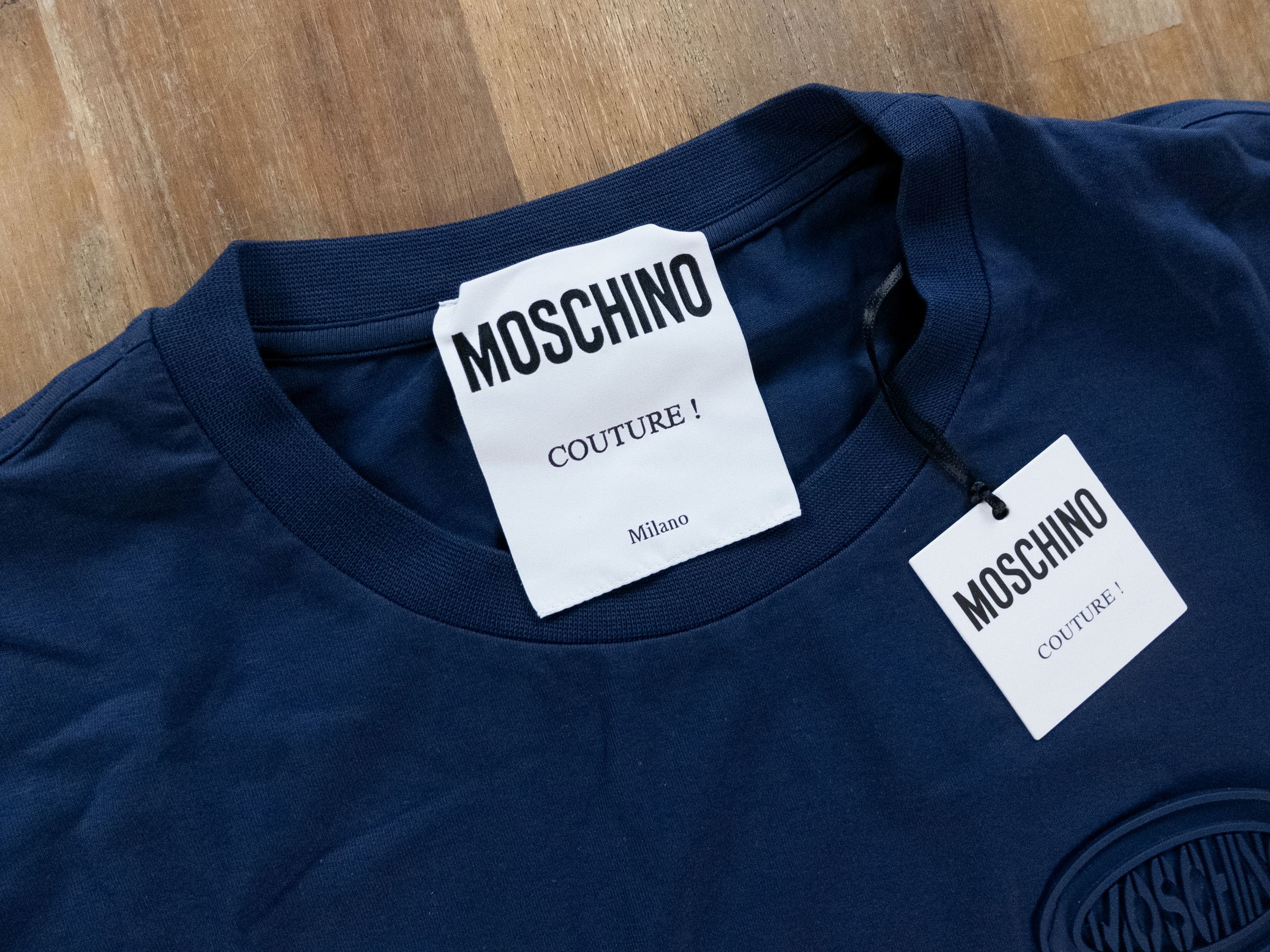 Moschino MOSCHINO Couture blue rubber chest logo t-shirt Medium 48 Size US M / EU 48-50 / 2 - 2 Thumbnail