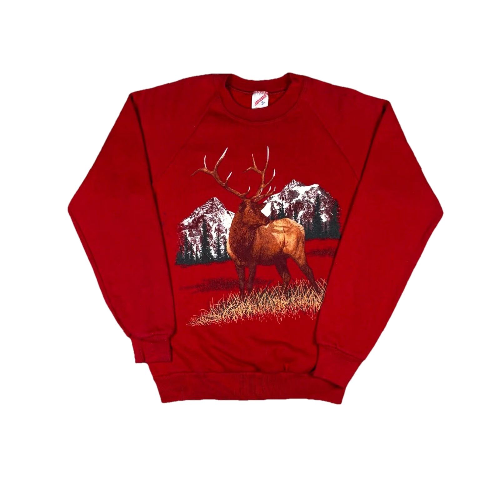Jerzees VINTAGE Jerzees Sweatshirt Red Raglan Pullover Nature Animal Graphic Print Crew Neck Mens Medium Size US M / EU 48-50 / 2 - 2 Thumbnail