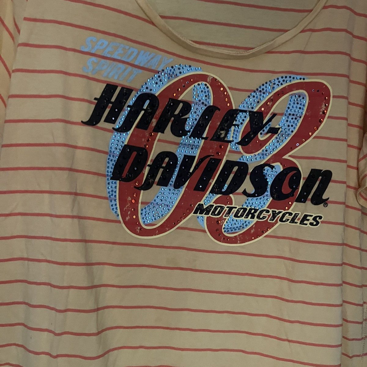 Harley Davidson Women’s Striped Bedazzled Shirt Speedway Spirit 1W Size XL / US 12-14 / IT 48-50 - 2 Thumbnail