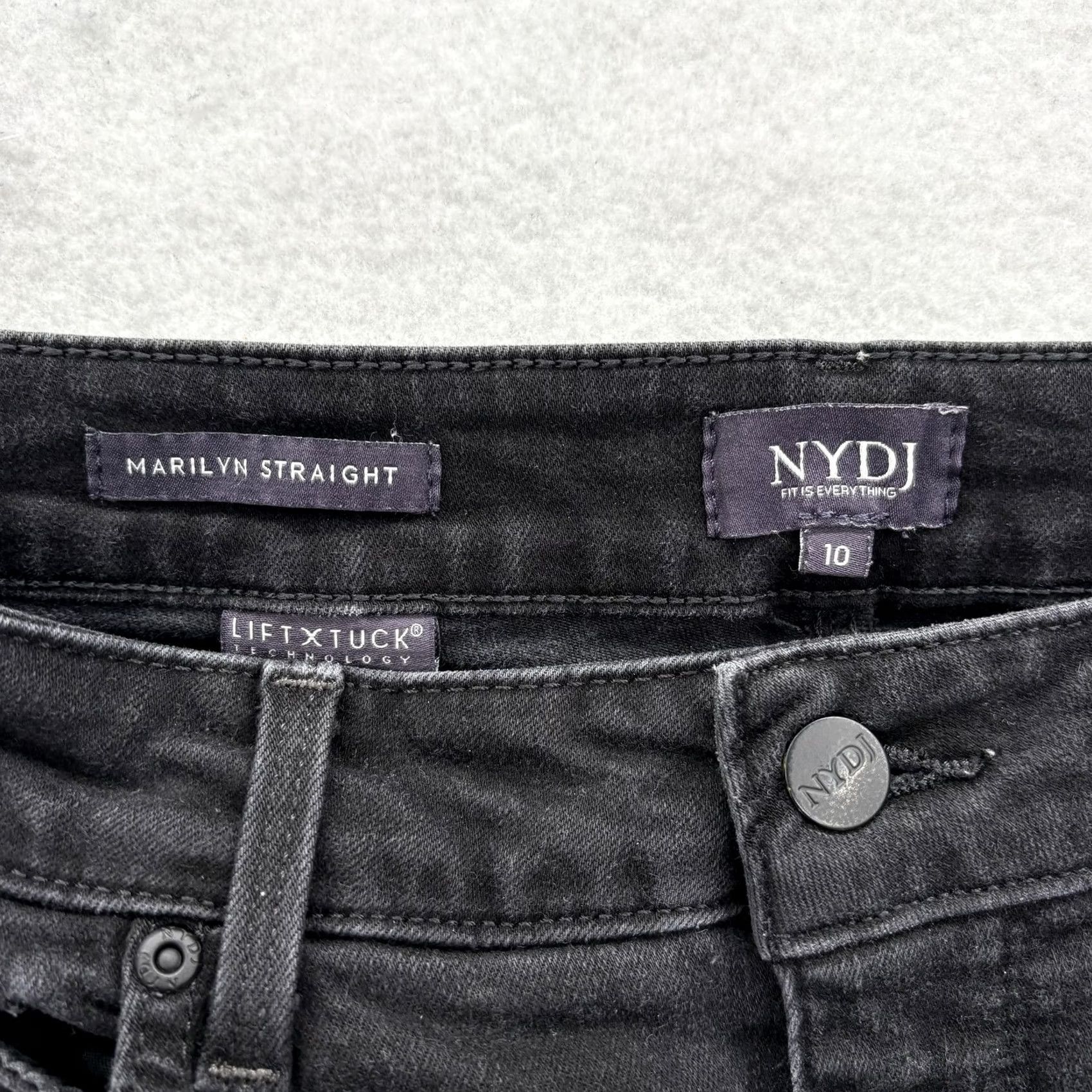 NYDJ NYDJ Marilyn Straight Jeans Womens Size 10 Black Mid Rise Stretch Shaping Size 32" / US 10 / IT 46 - 3 Thumbnail